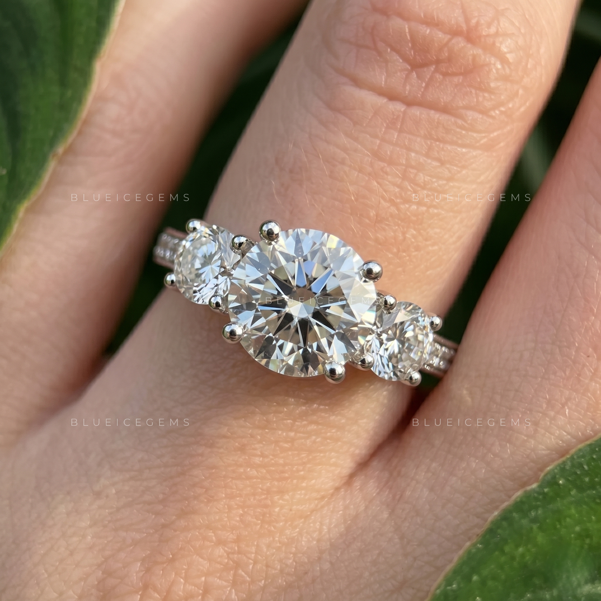 Everlasting Trilogy Round Brilliant Cut Three Stone Engagement Ring