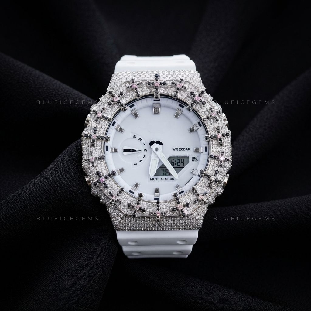 Cross Royale Iced Timepiece – Hand-Set Moissanite Bezel