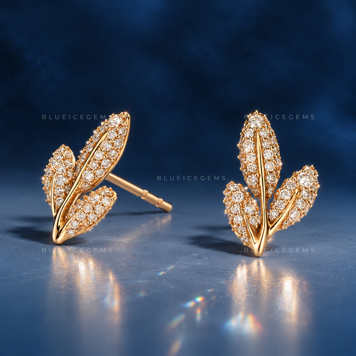 Olive Branch Diamond Stud Earrings