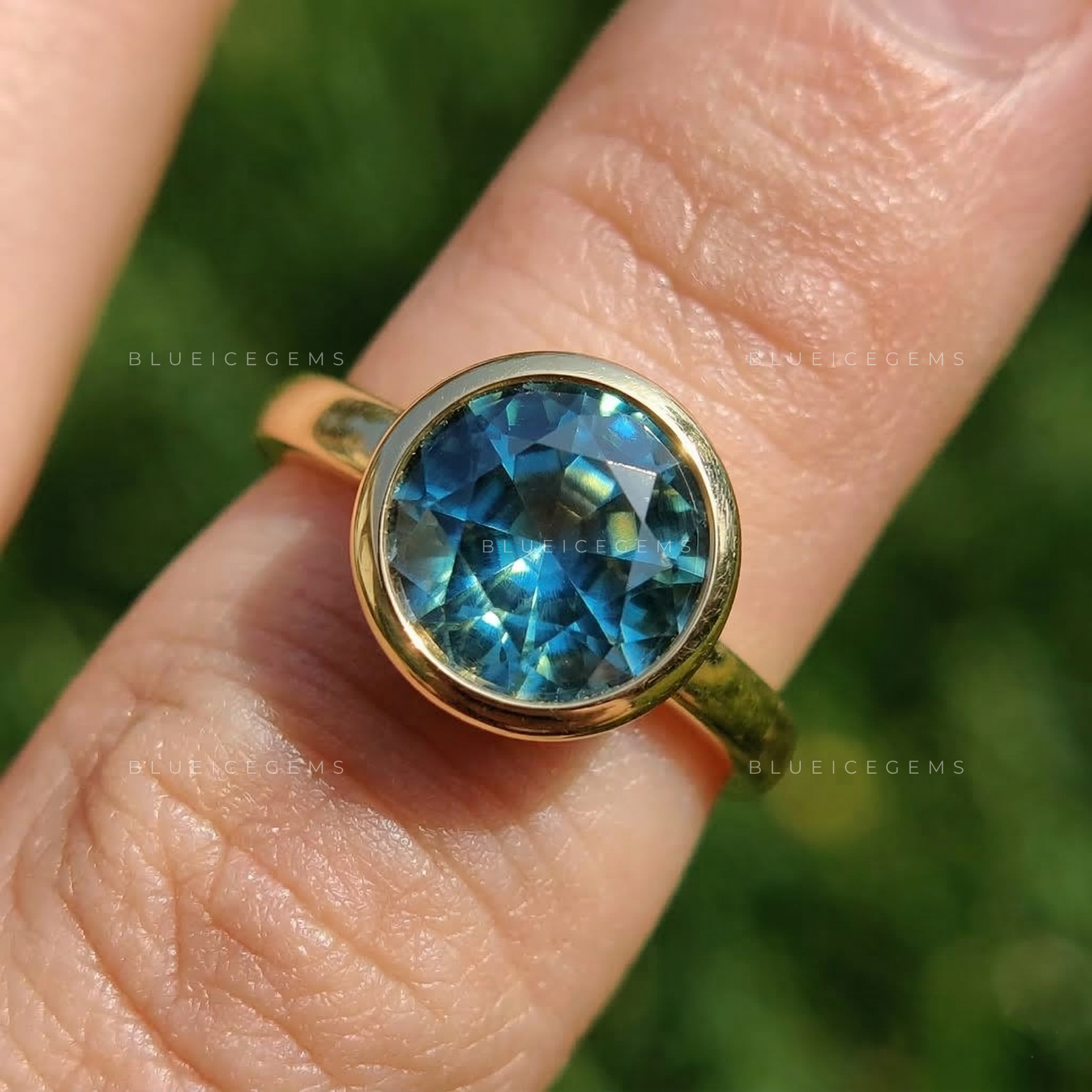 Aquamarine Rose Cut Solitaire Ring