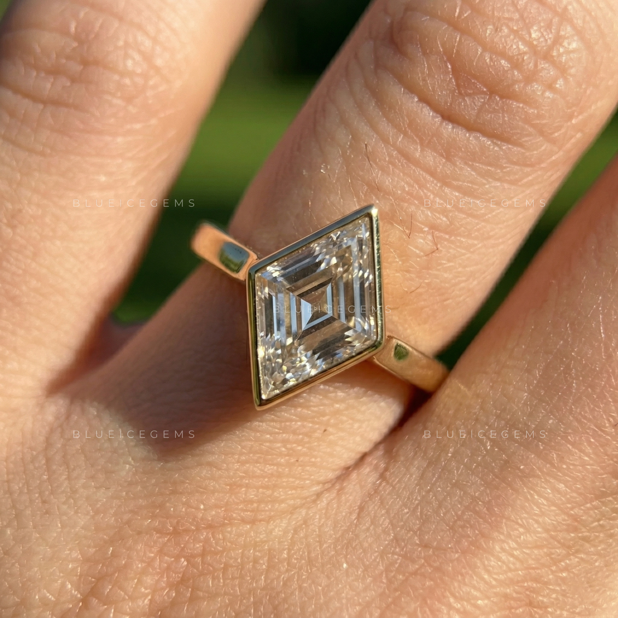 Geometric Elegance Lozenge Cut Solitaire Engagement Ring