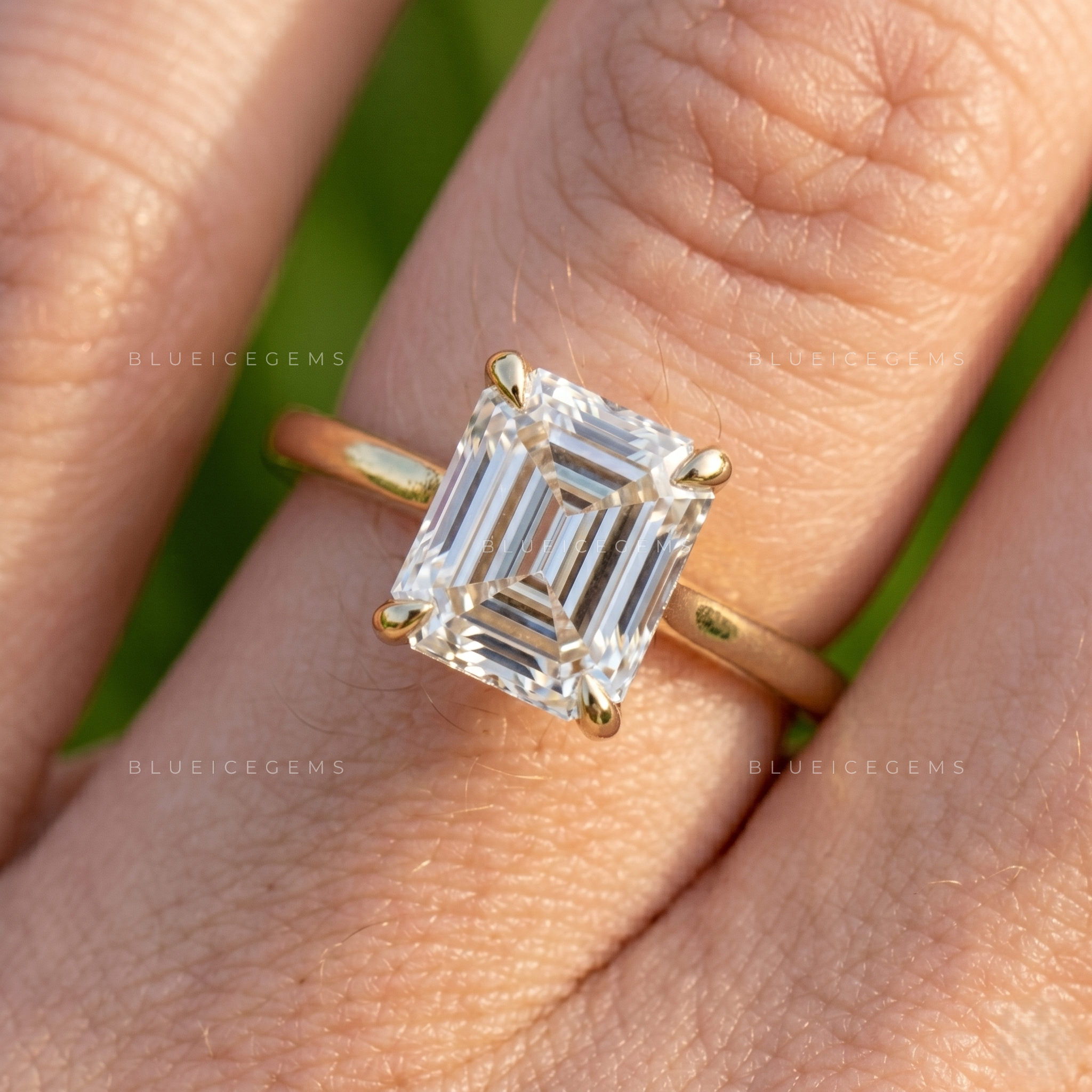 Regal Tulip Emerald Cut Solitaire Engagement Ring