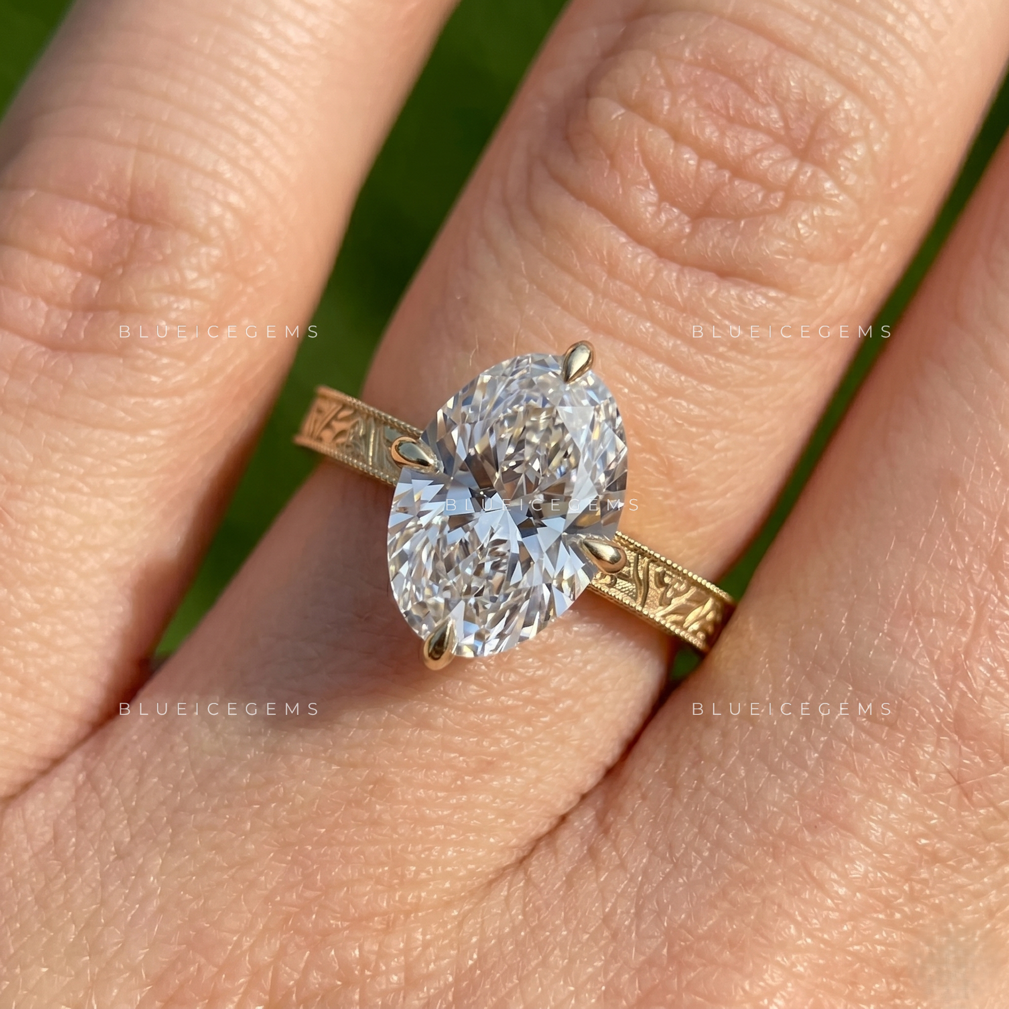 Ethereal Filigree Oval Cut Hidden Halo Engagement Ring