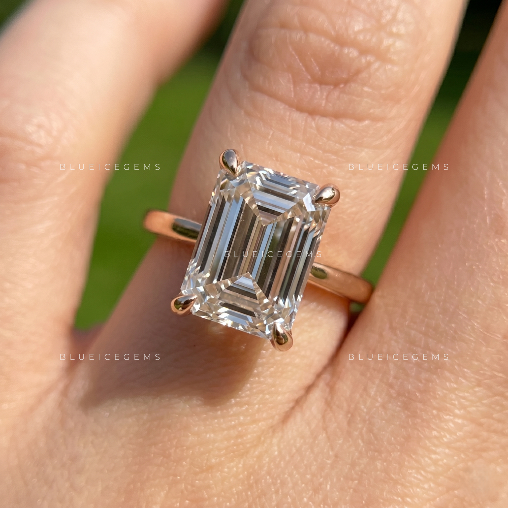 Majestic Clarity Emerald Cut Solitaire Engagement Ring