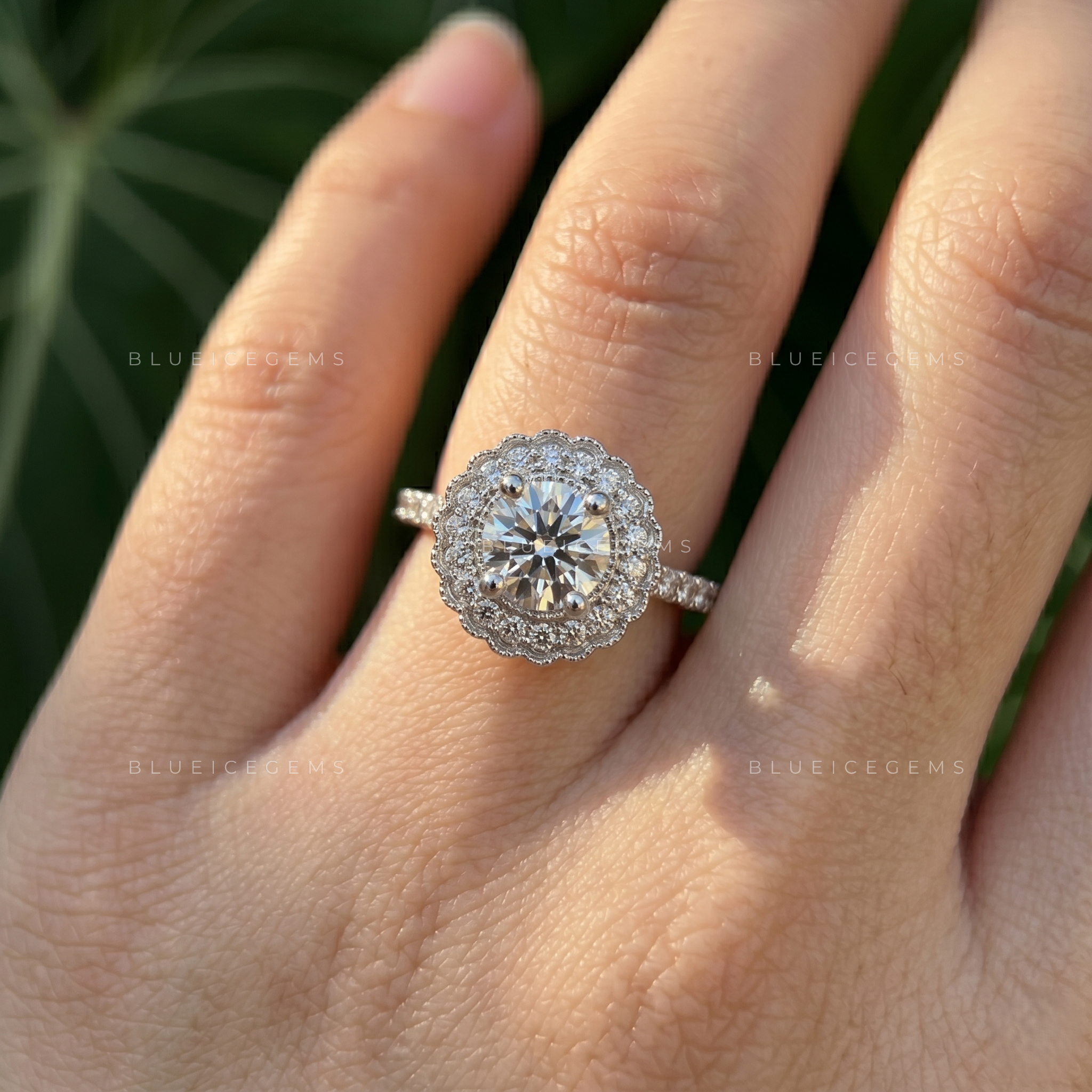 Infinite Splendor Round Brilliant Cut Halo Cathedral Engagement Ring