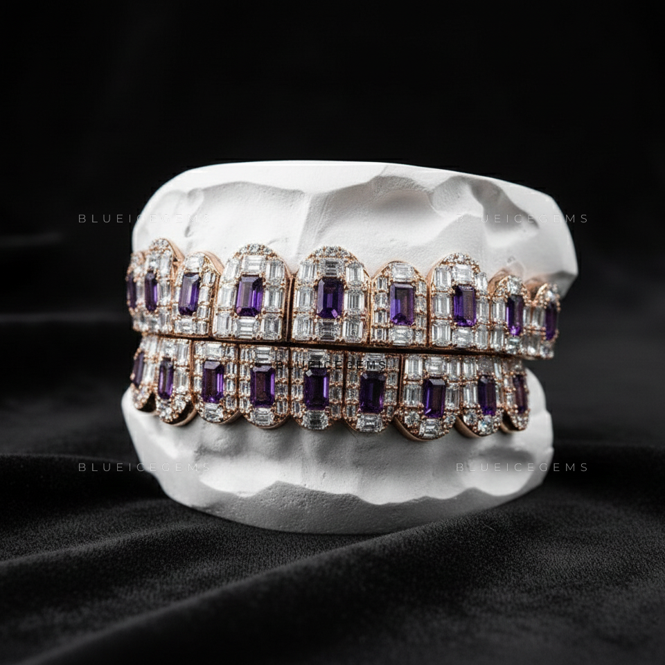 Royal Amethyst & Baguette Flood Grillz