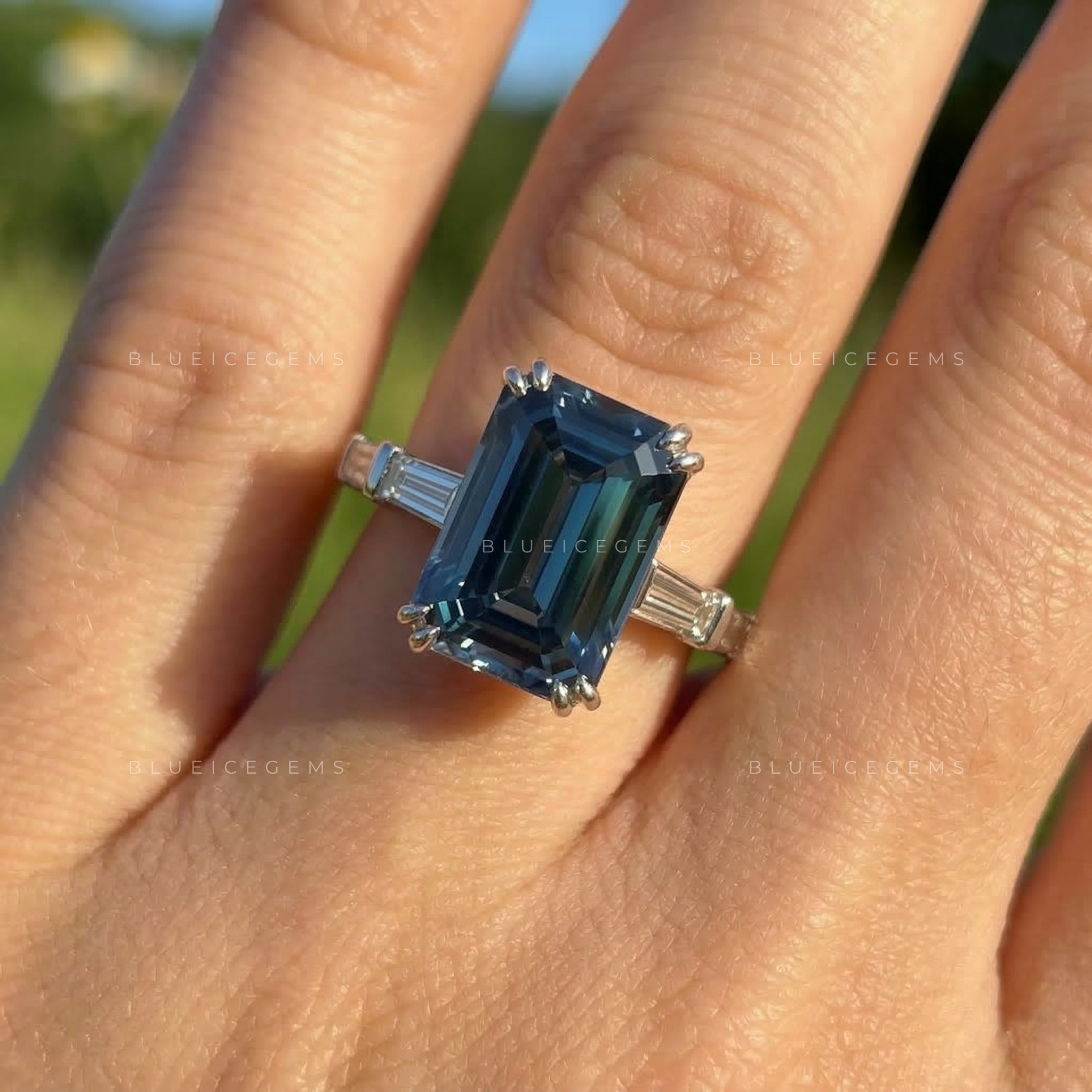 Midnight Majesty Emerald Cut Art Deco Ring