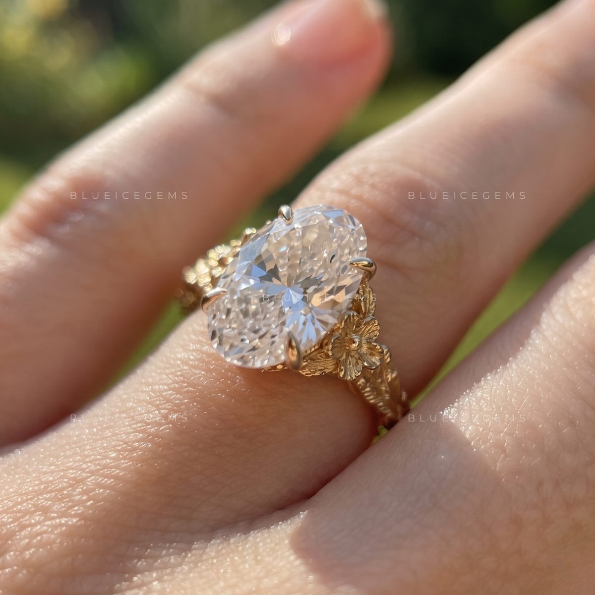 Moval Cut Sculpted Band Engagement Ring