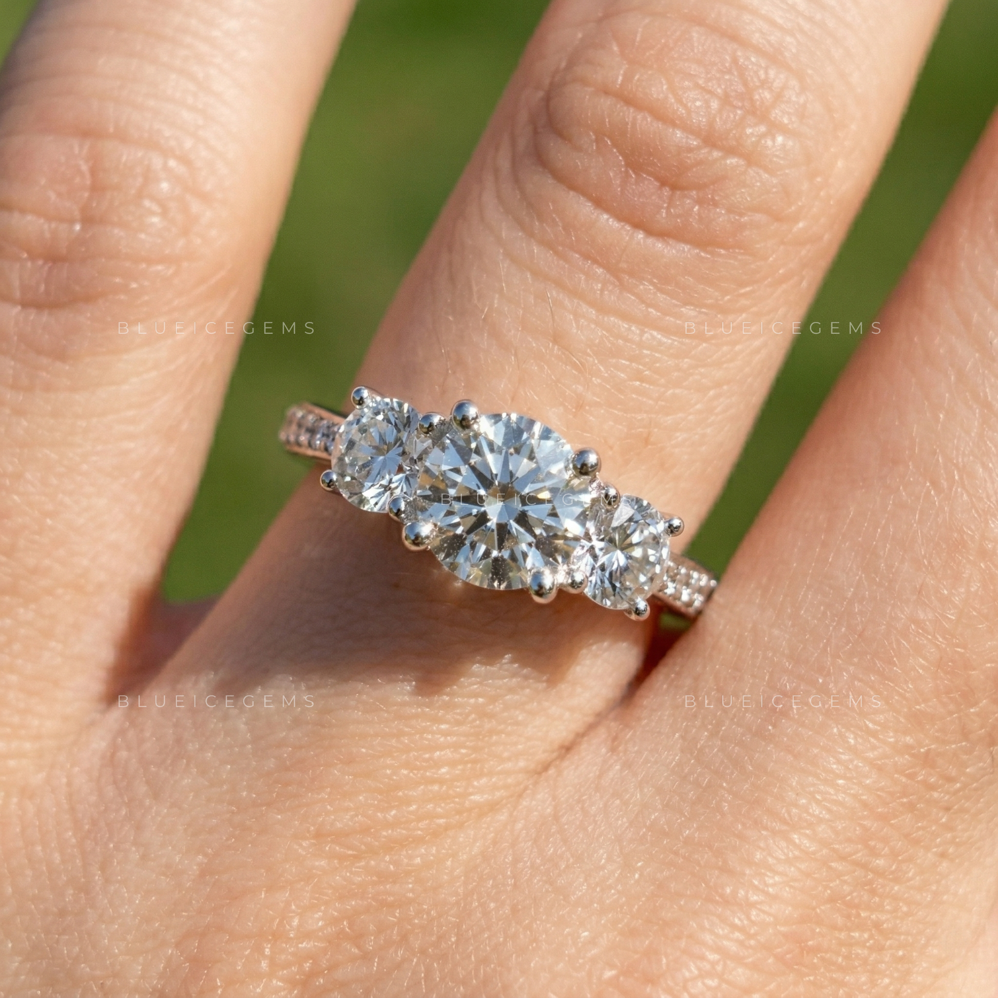 Celestial Fire Round Brilliant Cut Cluster Engagement Ring