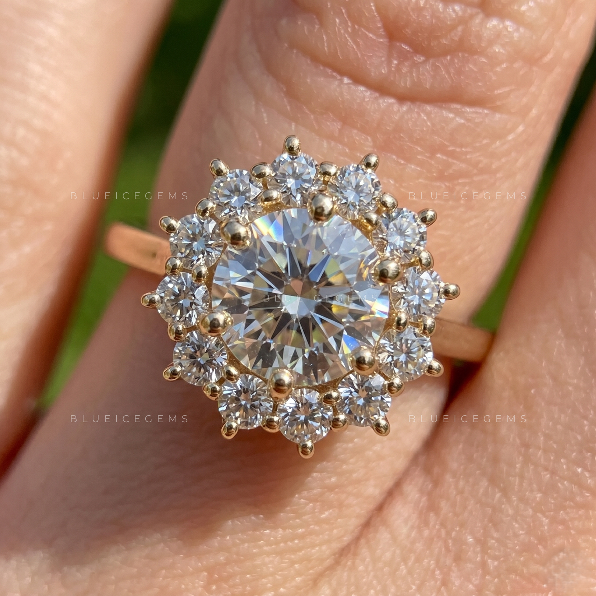 Vintage Radiance Round Brilliant Cut Halo Engagement Ring