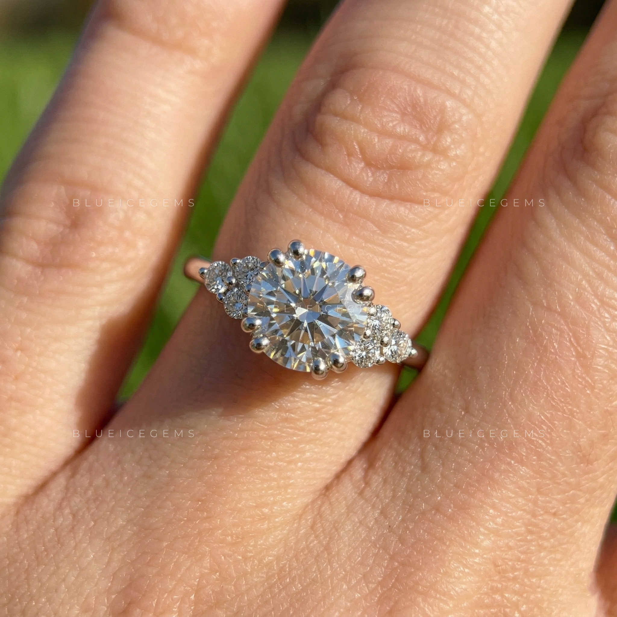 Celestial Fire Round Brilliant Cut Pavé Engagement Ring