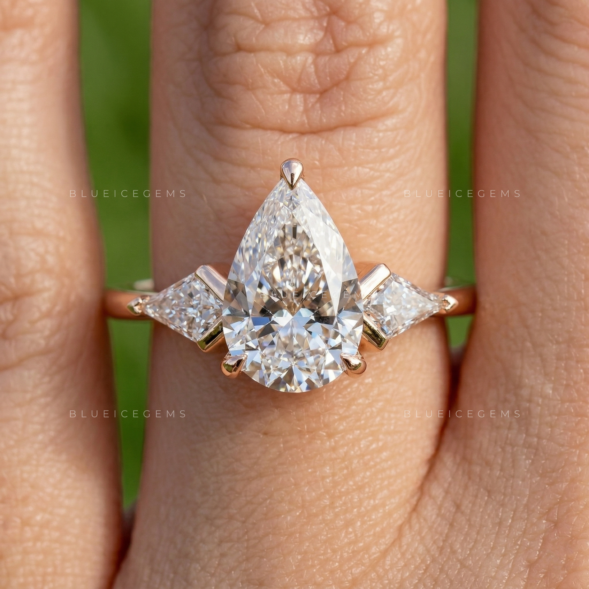 Elegant Radiance Pear and Kite Cut Trilogy Engagement Ring
