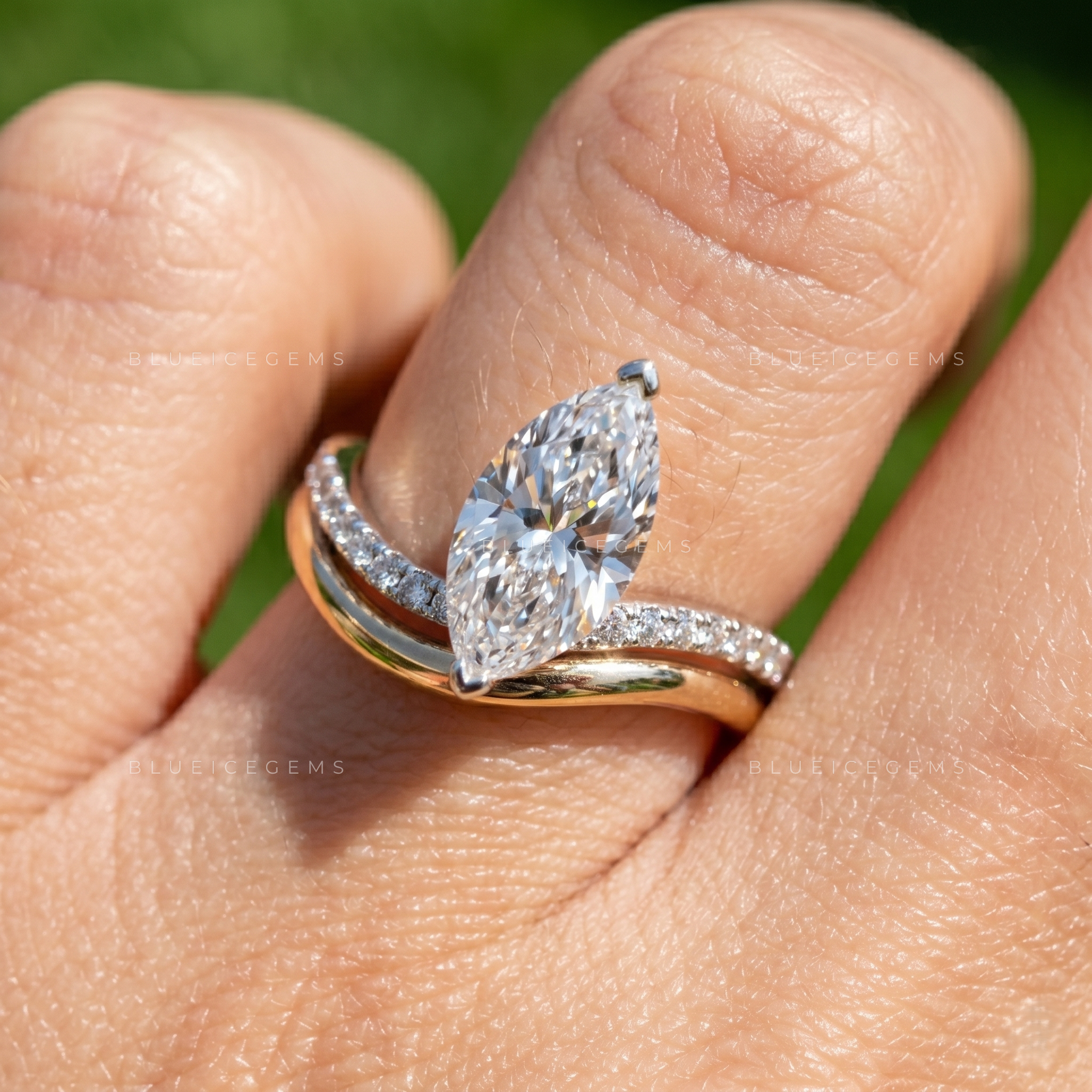 Serena Marquise Cut Certified Brilliant Accent Engagement Ring