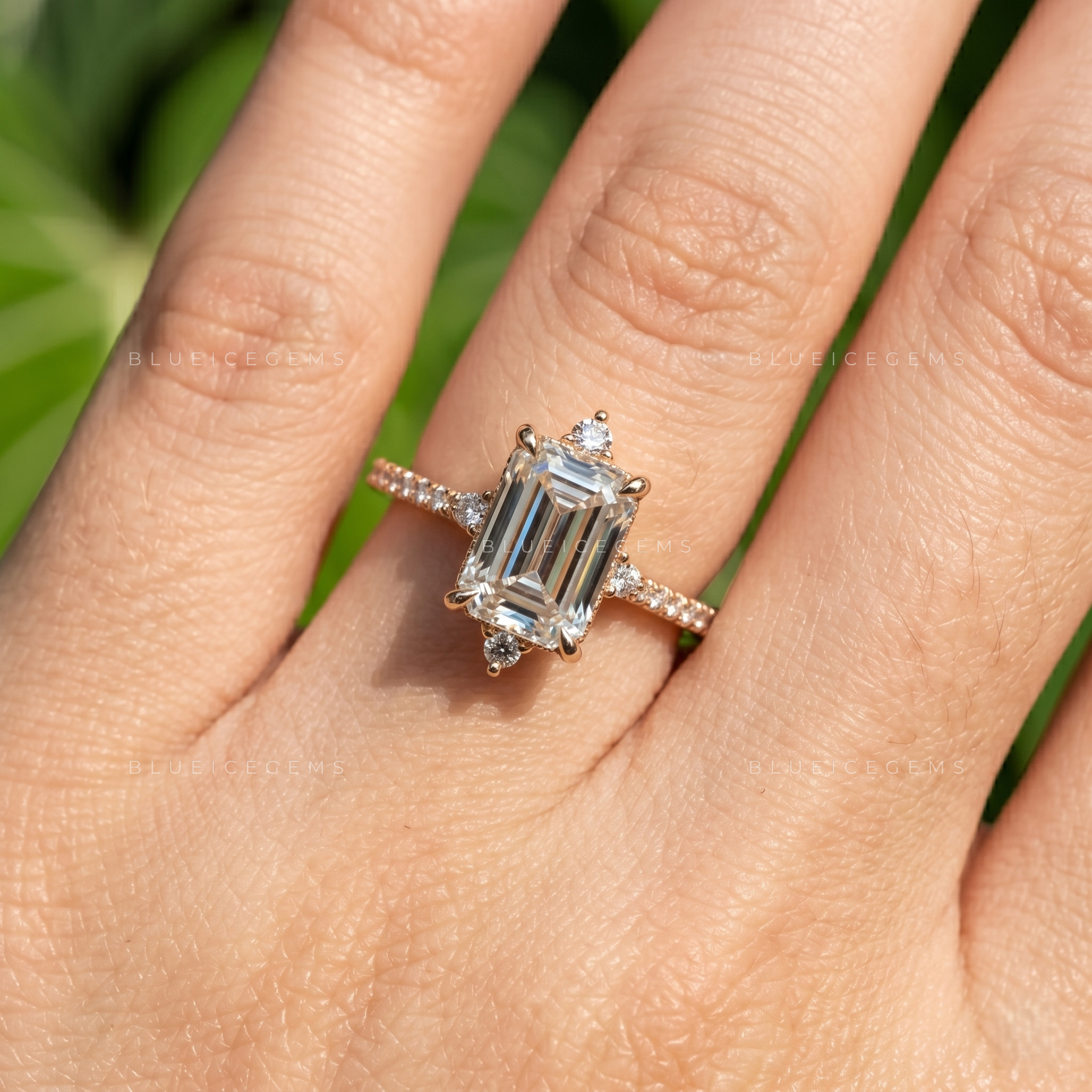 Enchanting Heritage Vintage Style Emerald Cut Engagement Ring