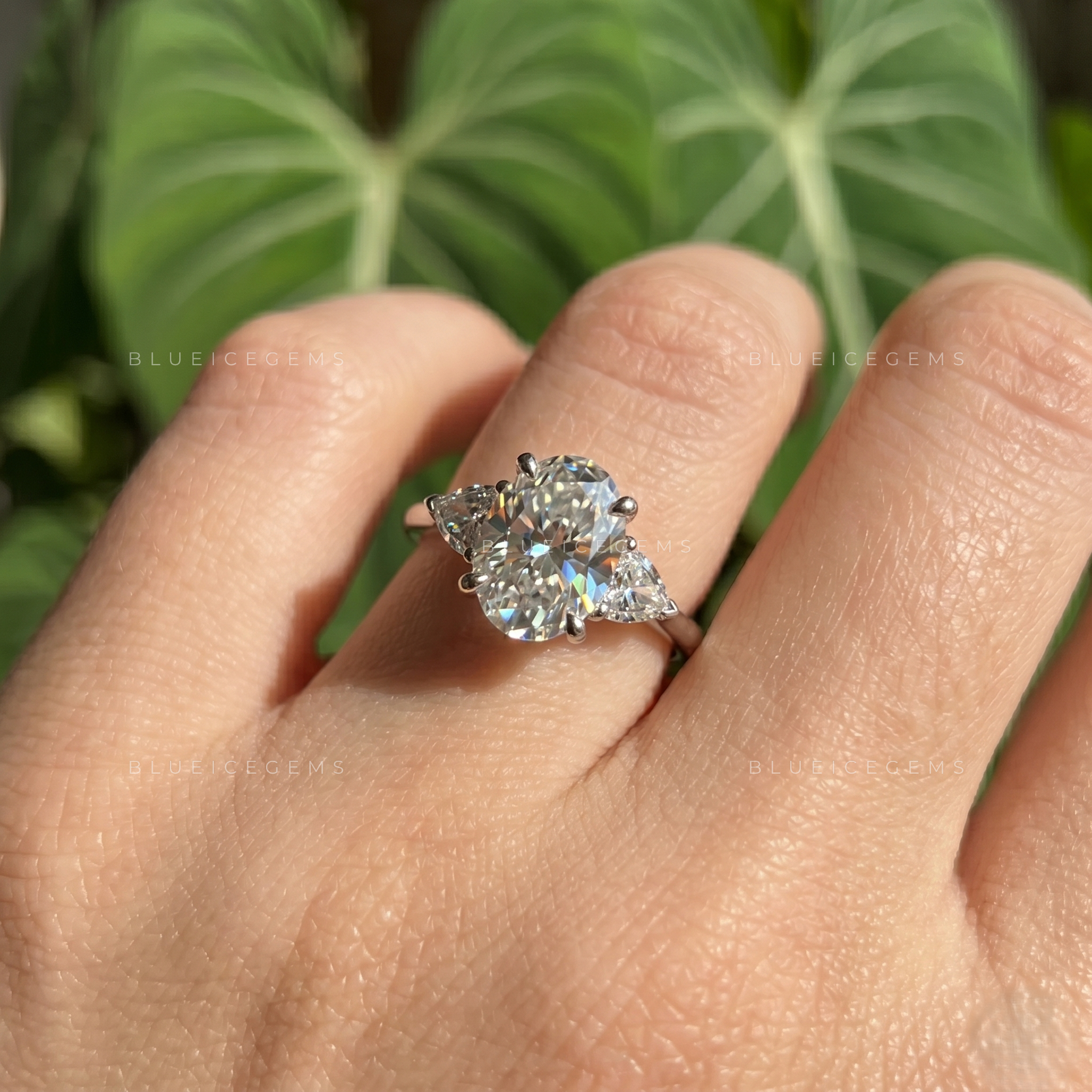 Oval Brilliant Cut Accent Solitaire Engagement Ring