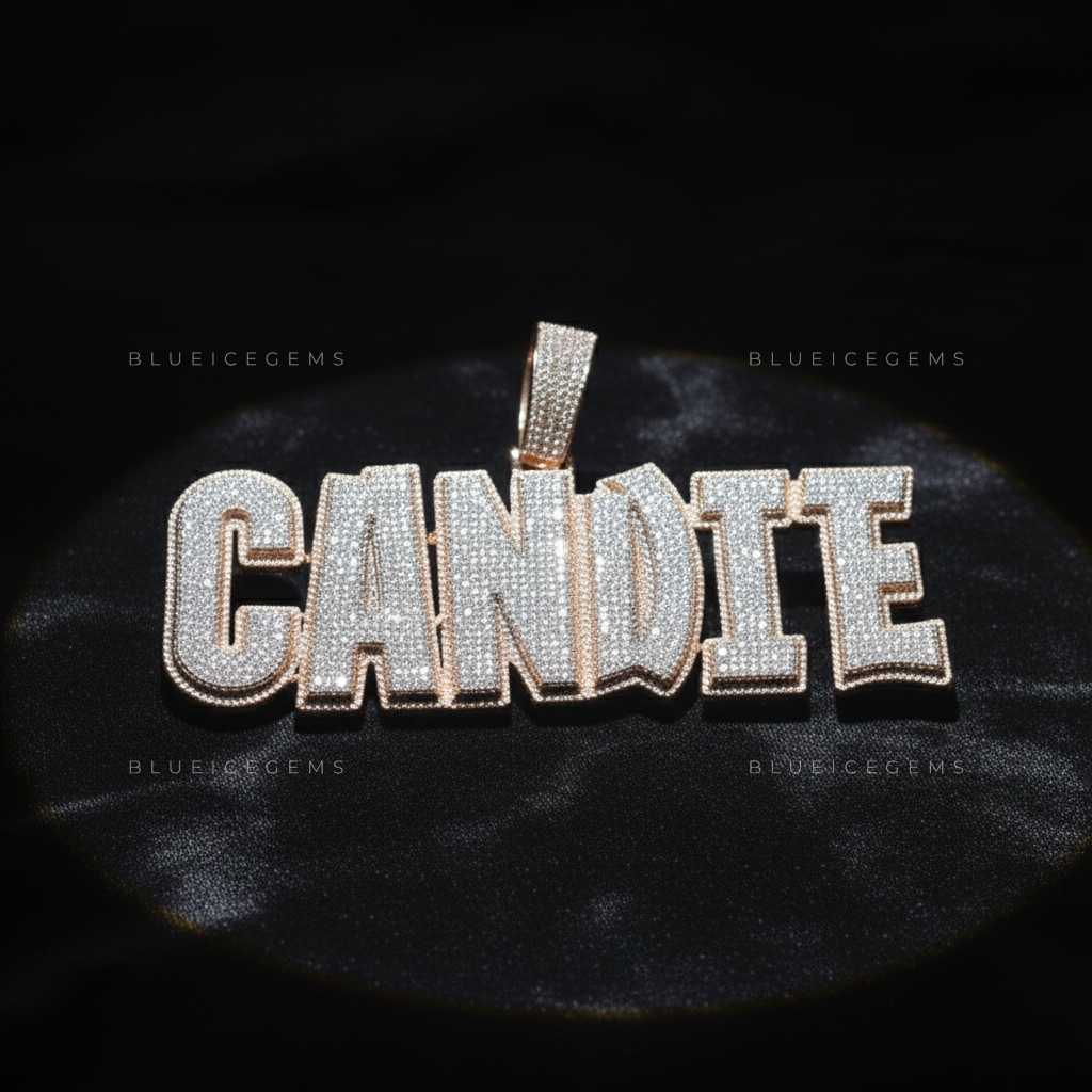 "CANDIE" Custom Iced-Out Block Name Pendant