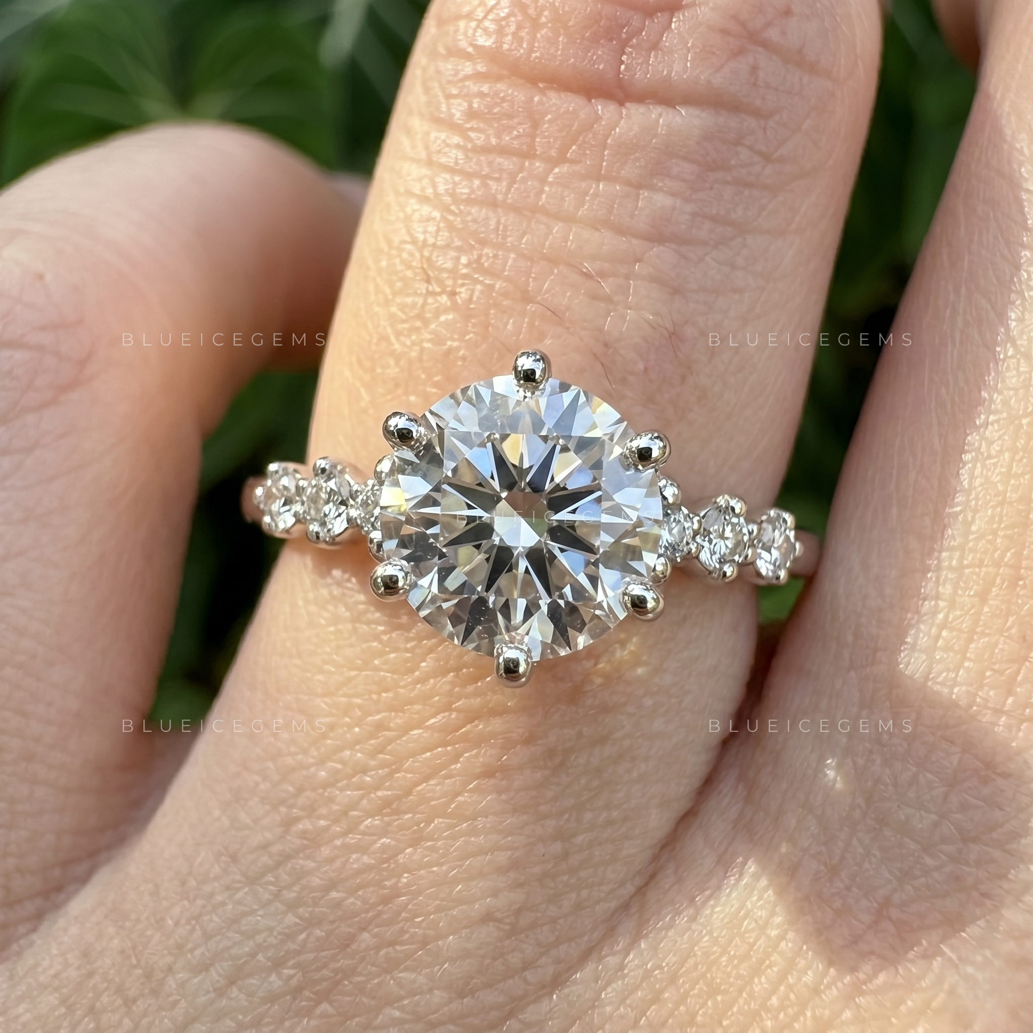 Seven Stone Accent Round Cut Engagement Ring