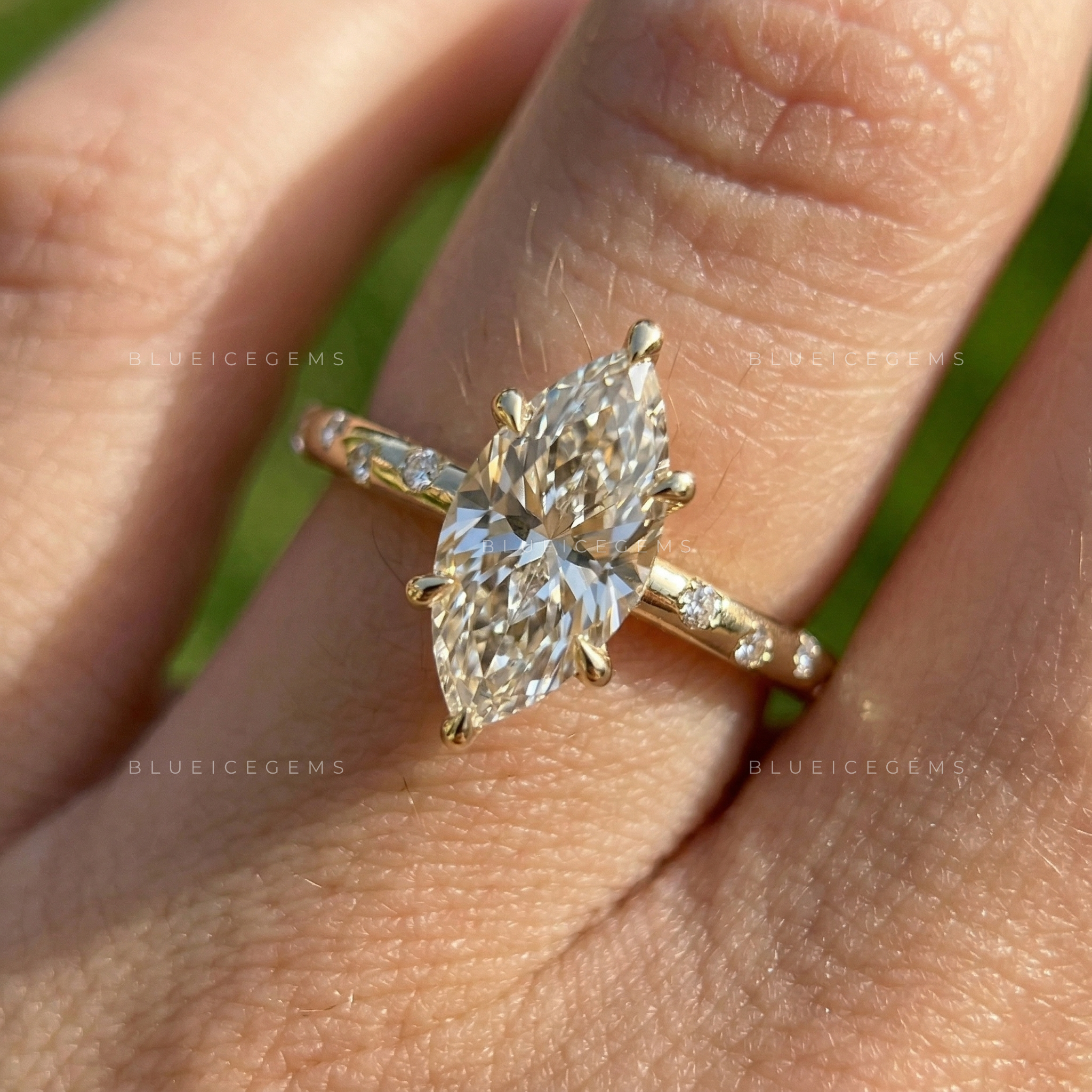 Regal Silhouette Marquise Cut Pavé Engagement Ring