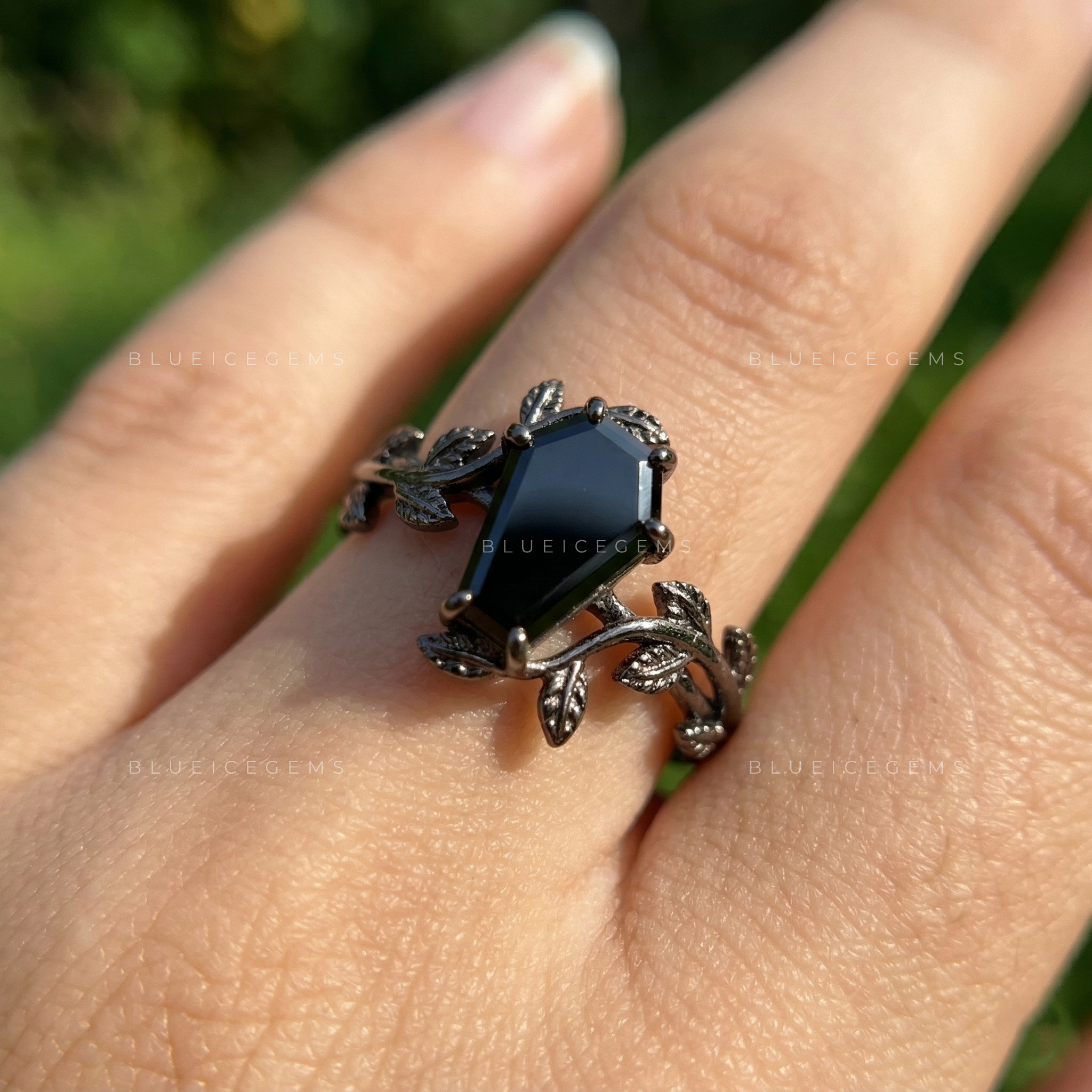 Midnight Noir Coffin Cut Black Diamond Solitaire Ring