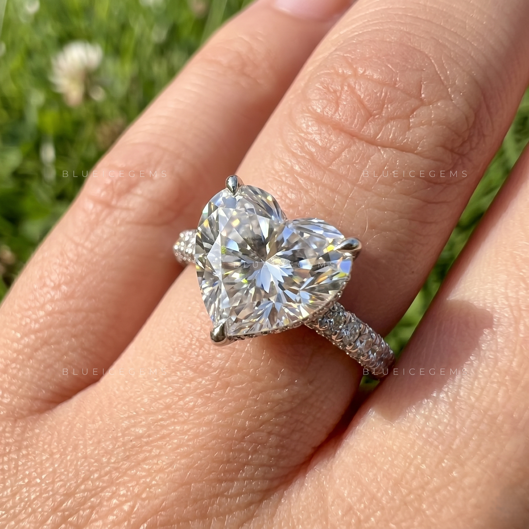 Infinite Adoration Heart Cut Cathedral Pavé Accent Engagement Ring