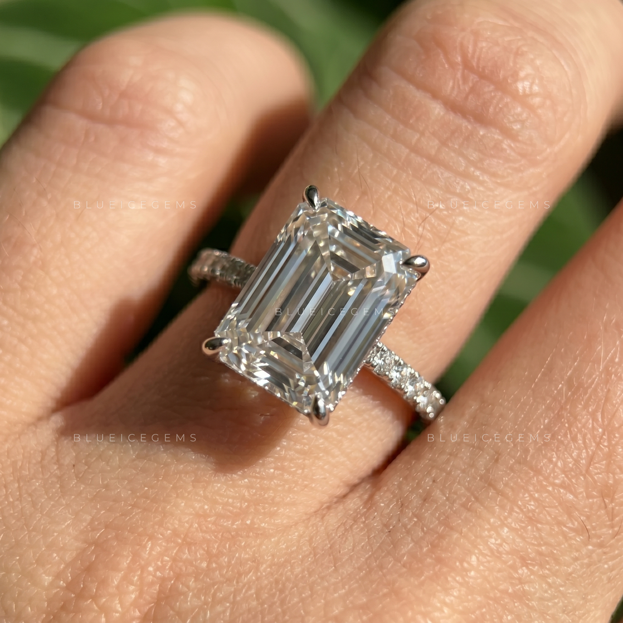 Architectural Elegance Emerald Cut Claw Prong Solitaire Engagement Ring