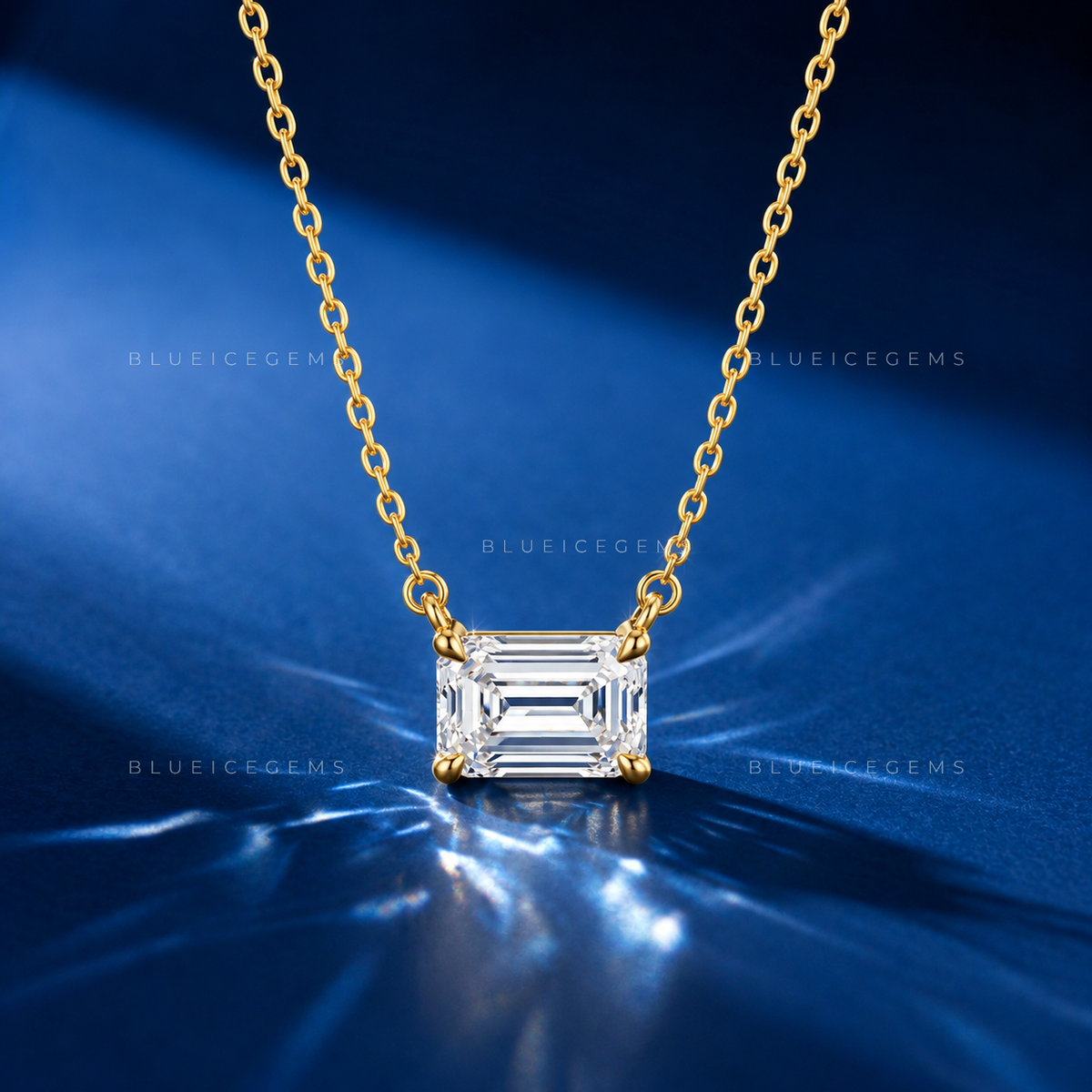 Emerald Cut Solitaire Diamond Pendant