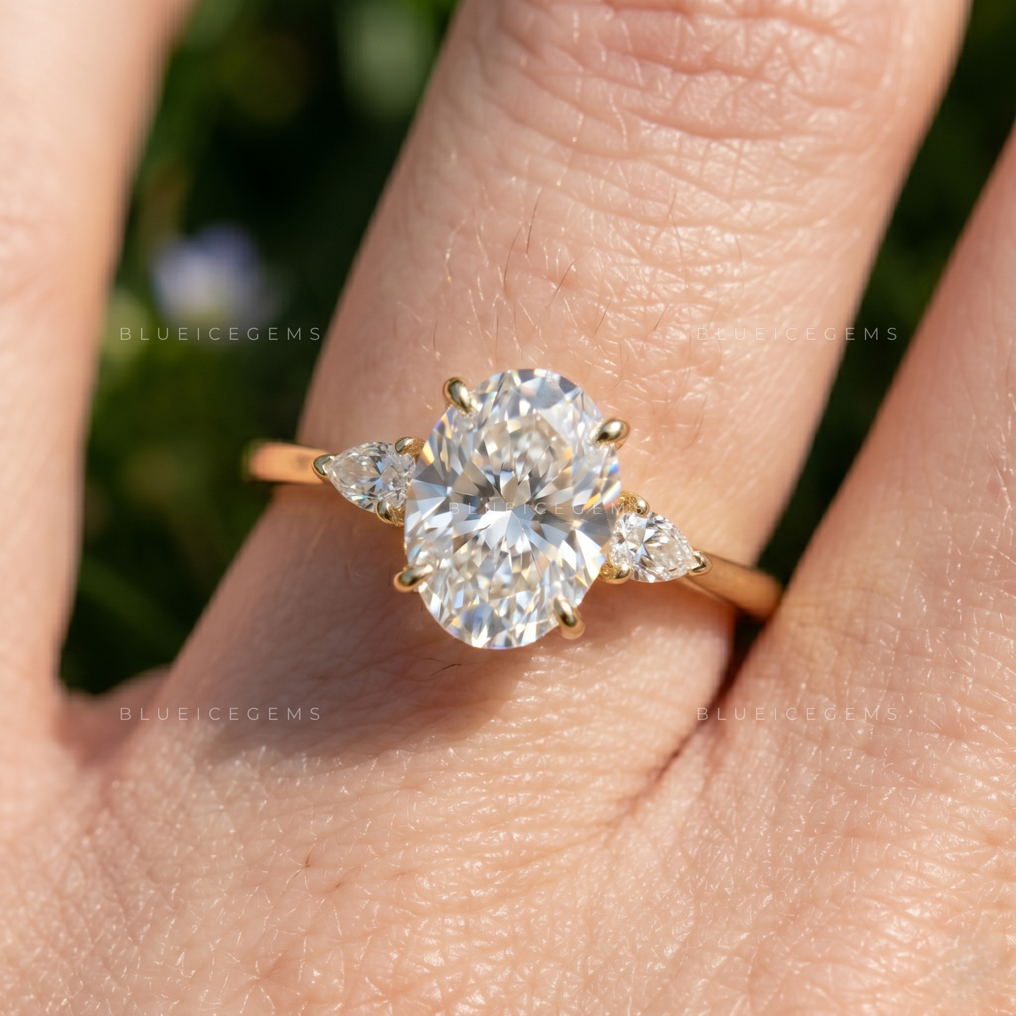 Enchanted Trilogy Oval and Pear Cut Minimalist Engagement Ring