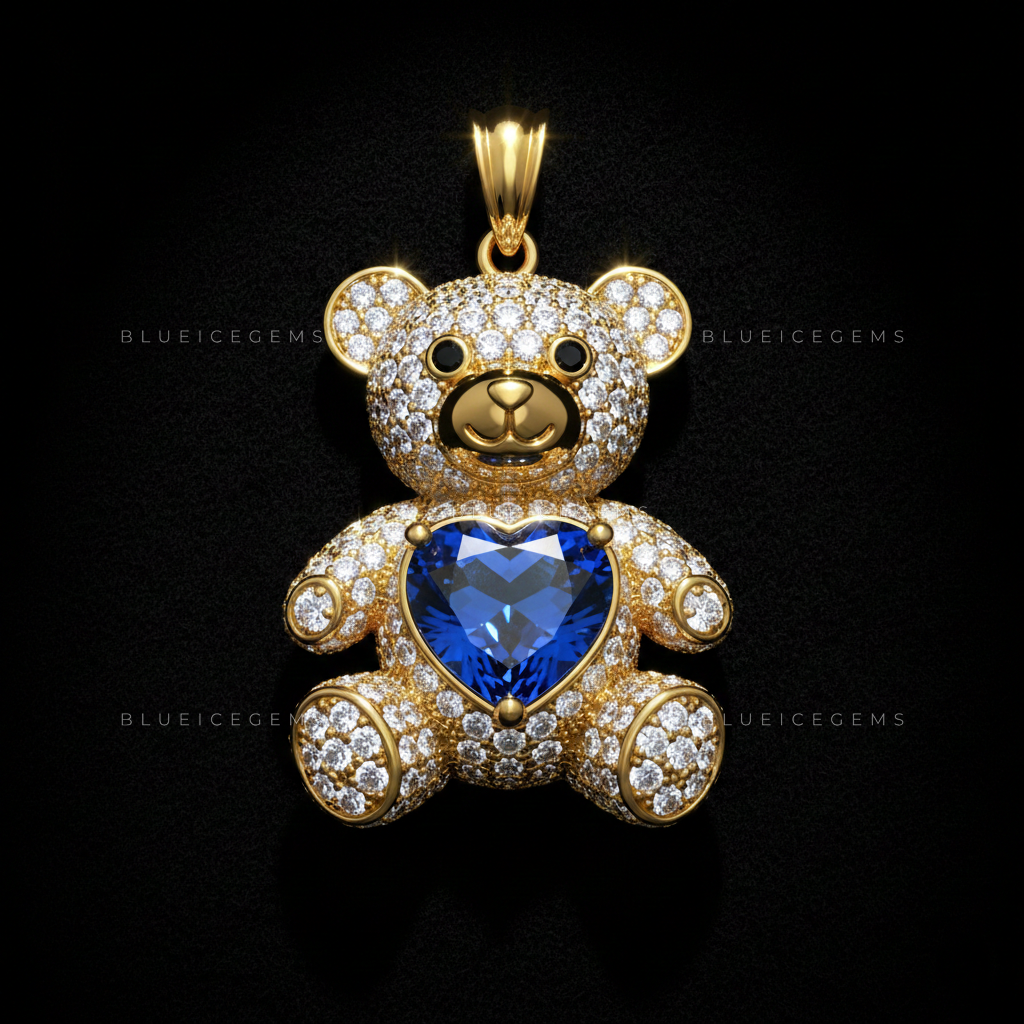 The Arctic Monarch: Cobalt Heart & Diamond Frost Teddy Sovereign