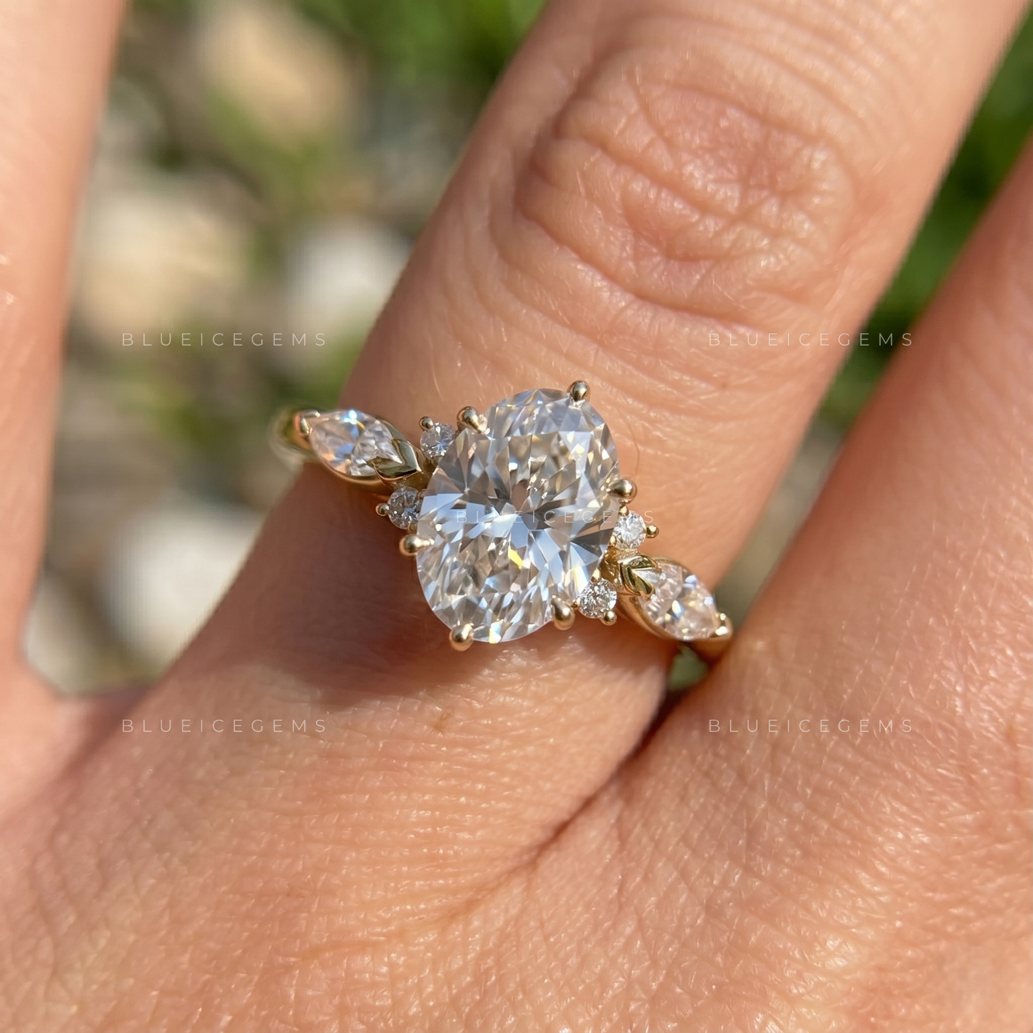 Ethereal Whispers Oval Cut Delicate Pave Accent Engagement Ring