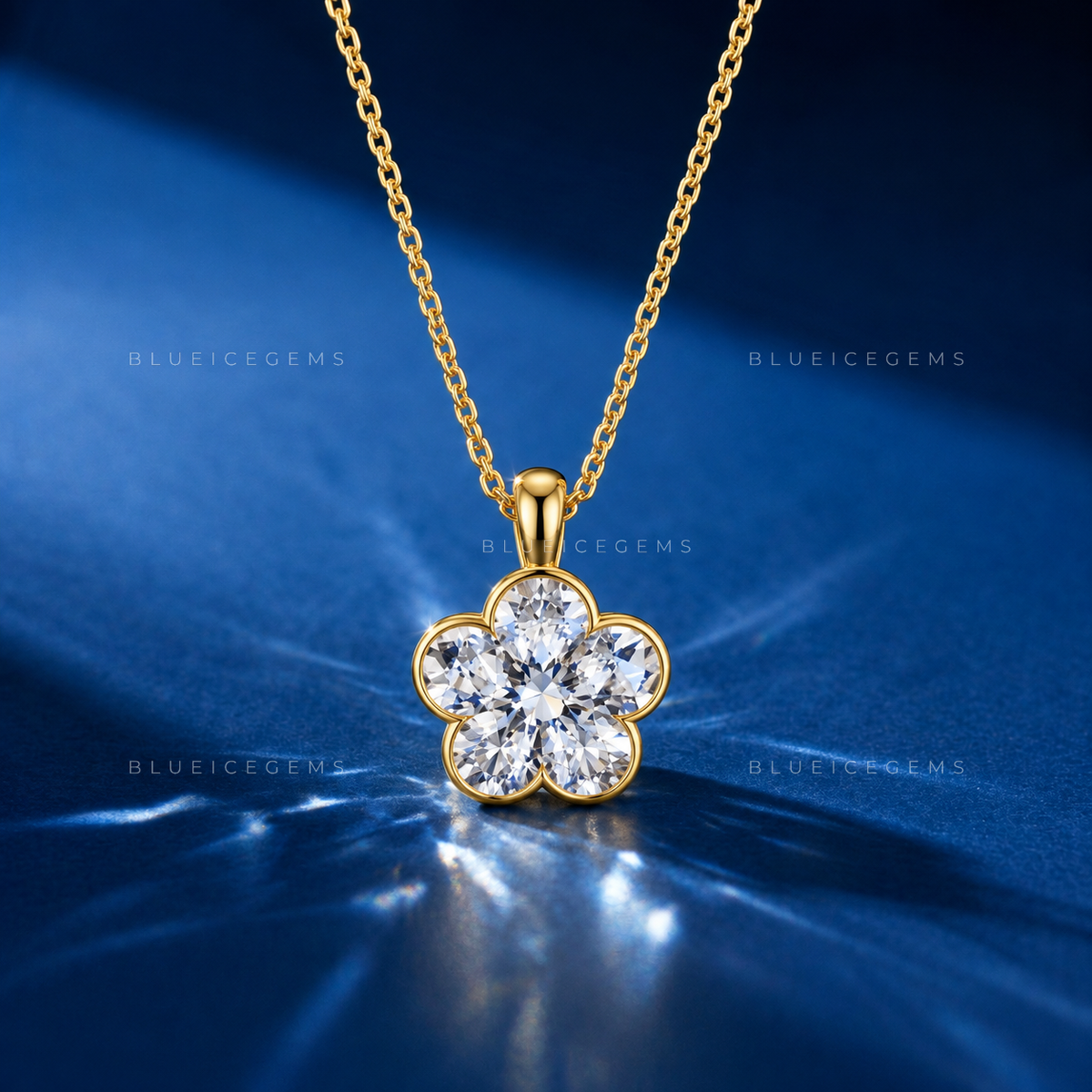 Flower Shape Bezel Set Diamond Pendant