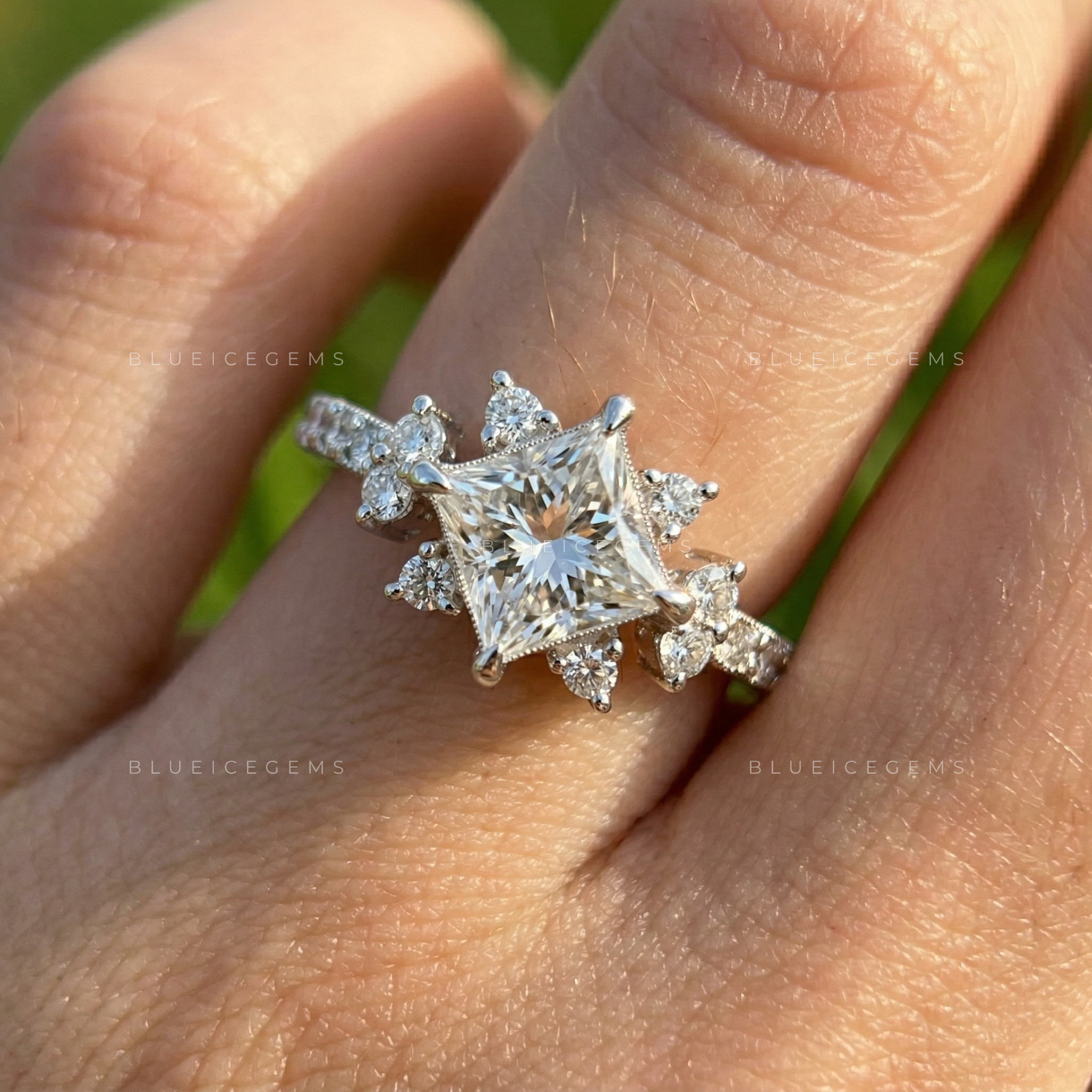 Modern Majesty Princess Cut Hidden Halo Engagement Ring