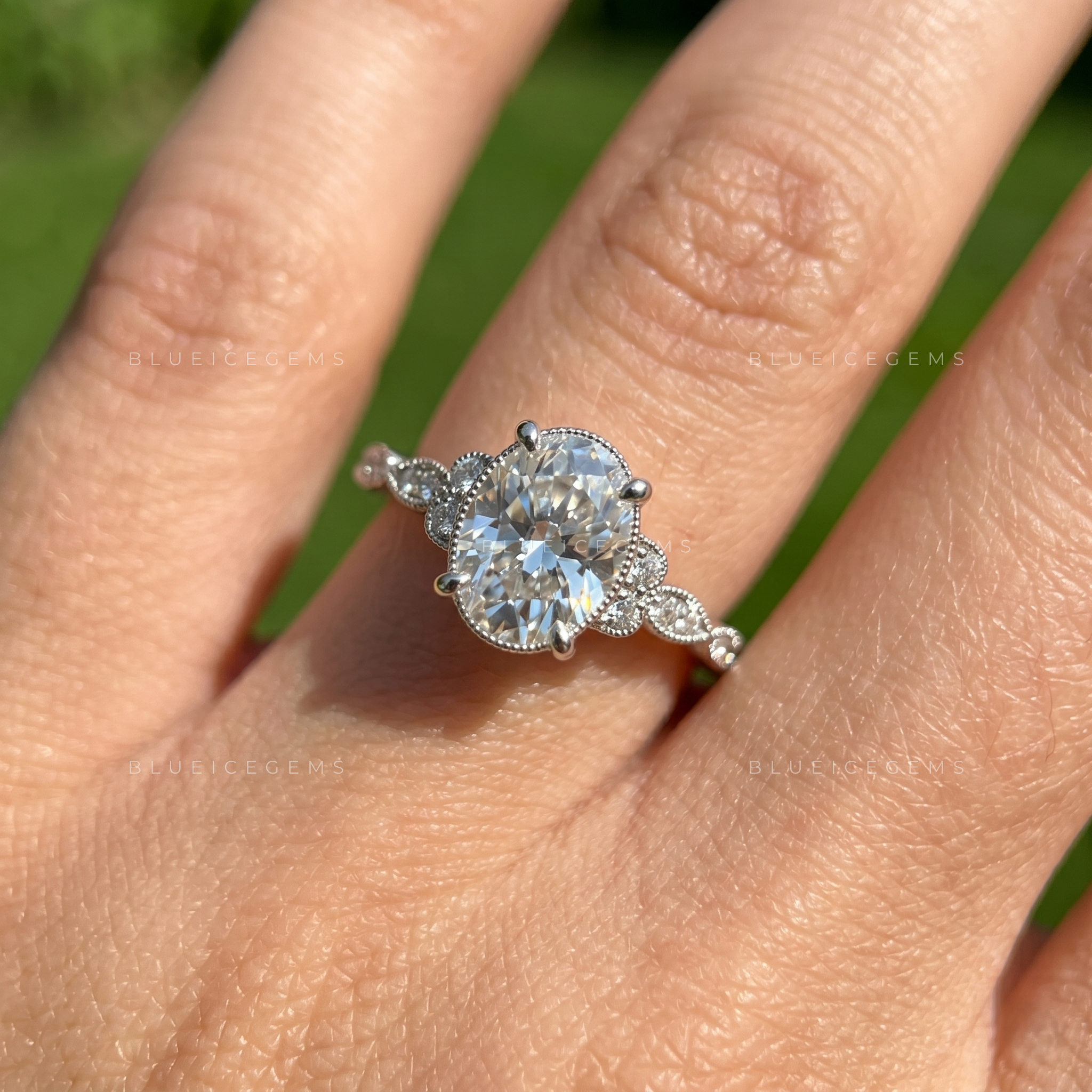 Elegant Grace Oval Cut Hidden Halo Engagement Ring
