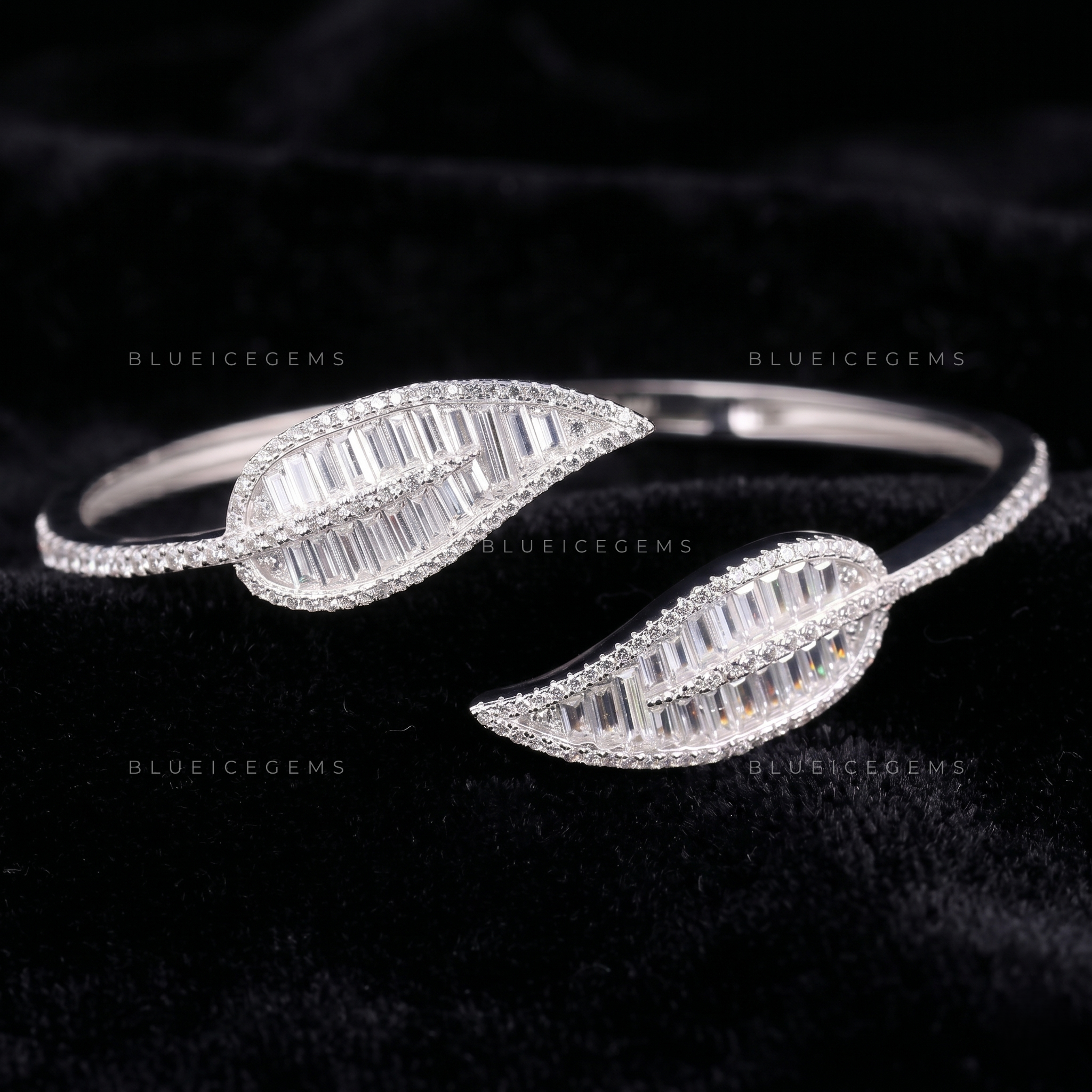 Botanical Radiance Baguette & Round-Cut Leaf Bangle