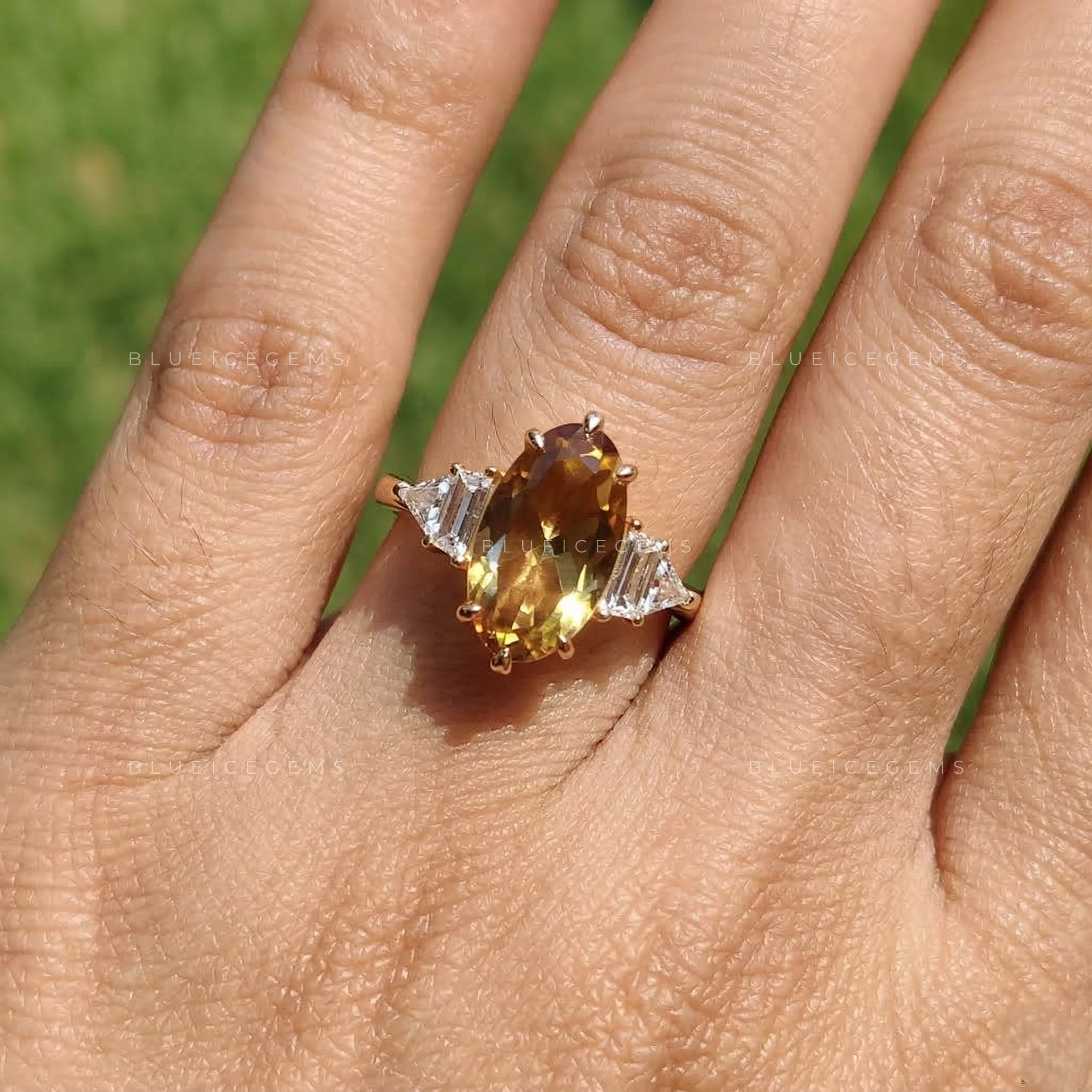 Antique Champagne Moval Rose Cut Five-Stone Ring