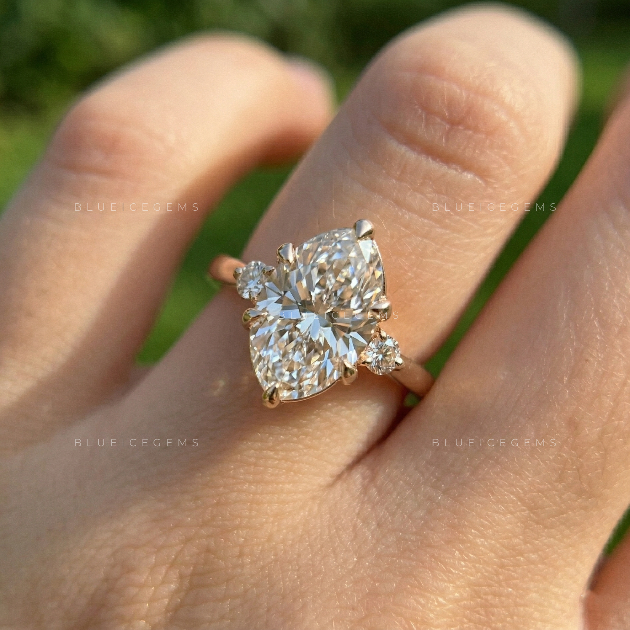 Radiant Harmony Oval Cut Accent Engagement Ring