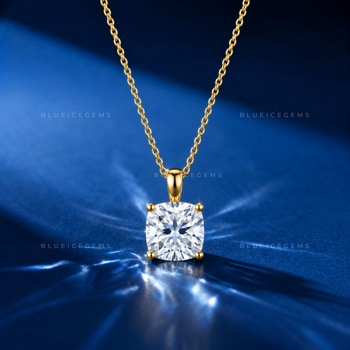 Cushion Cut Solitaire Diamond Pendant
