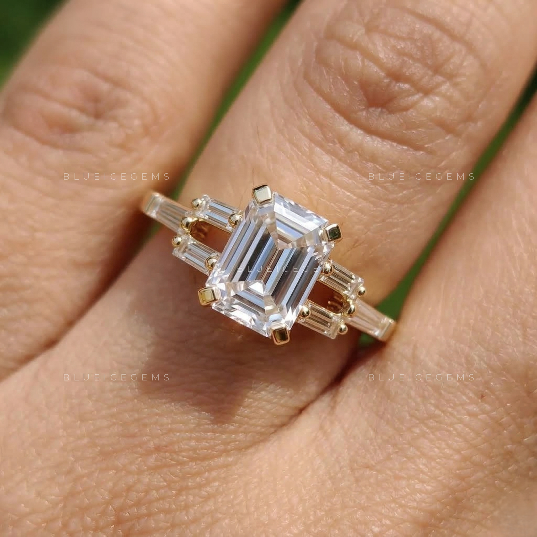 Architectural Elegance Emerald Cut Seven-Stone Ring