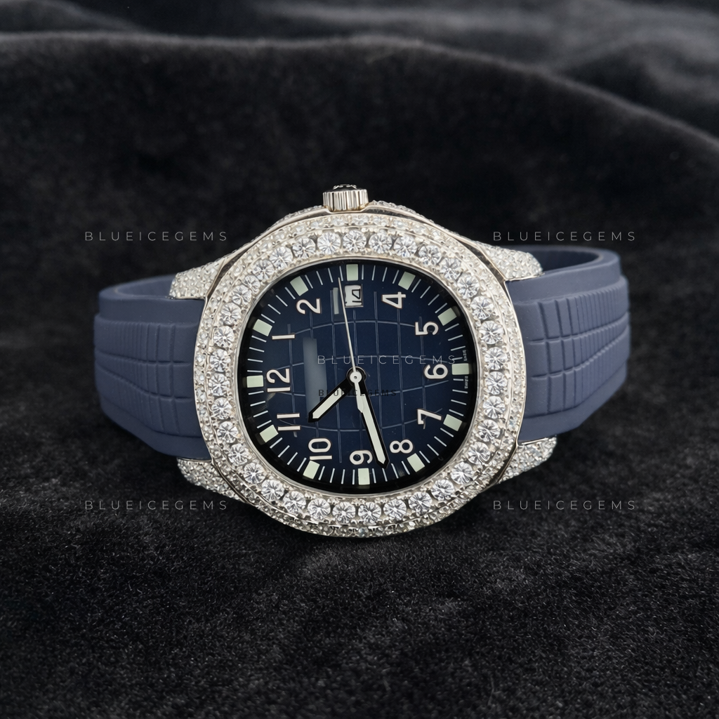 Oceanic Frost: Moissanite Iced-Out Custom Sports Watch