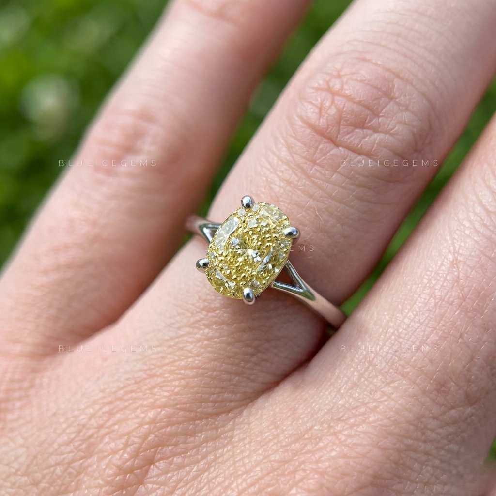 Luminous Oval Cut Canary Radiance Solitaire Keepsake Ring
