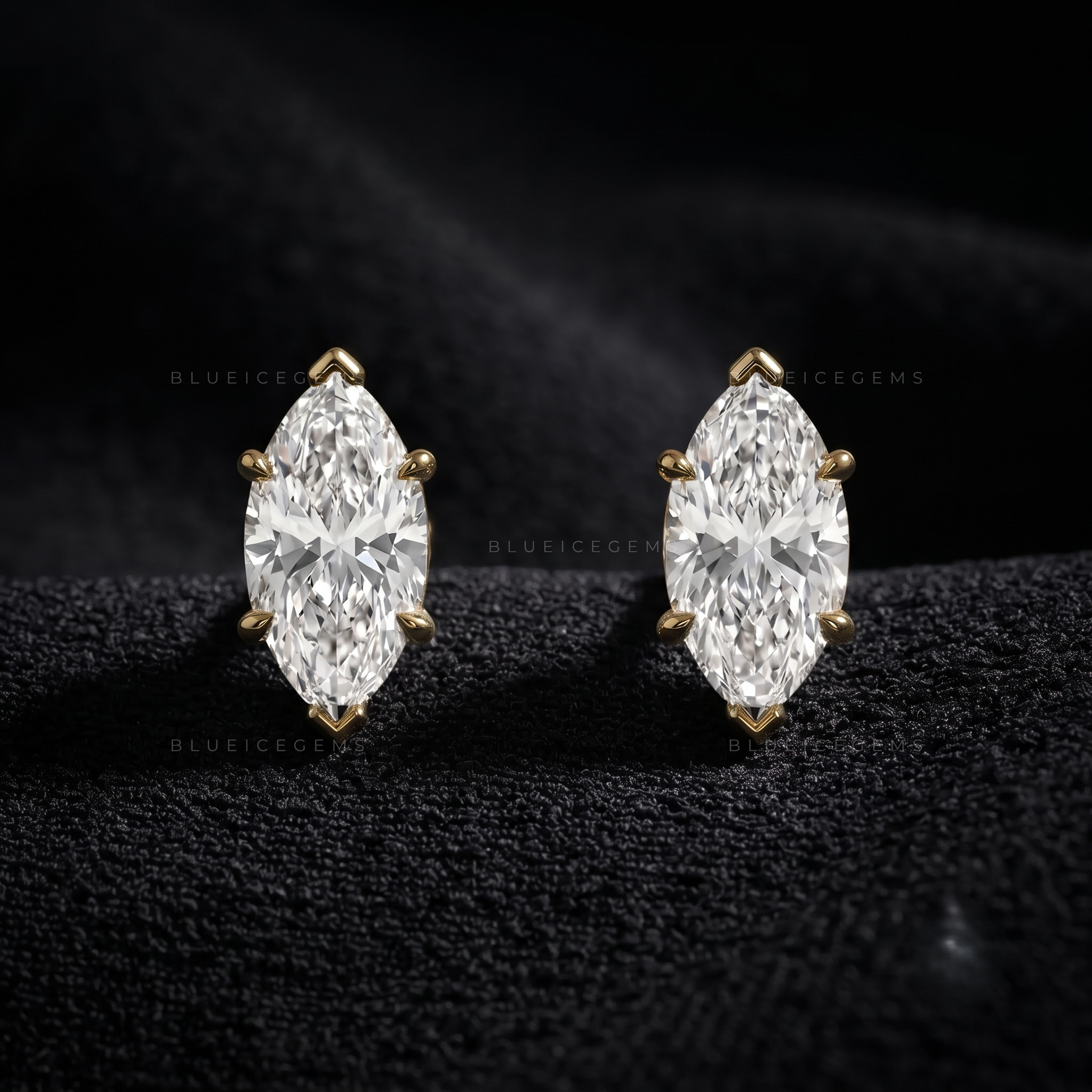 Silhouette Marquise Diamond Six-Prong Stud Earrings