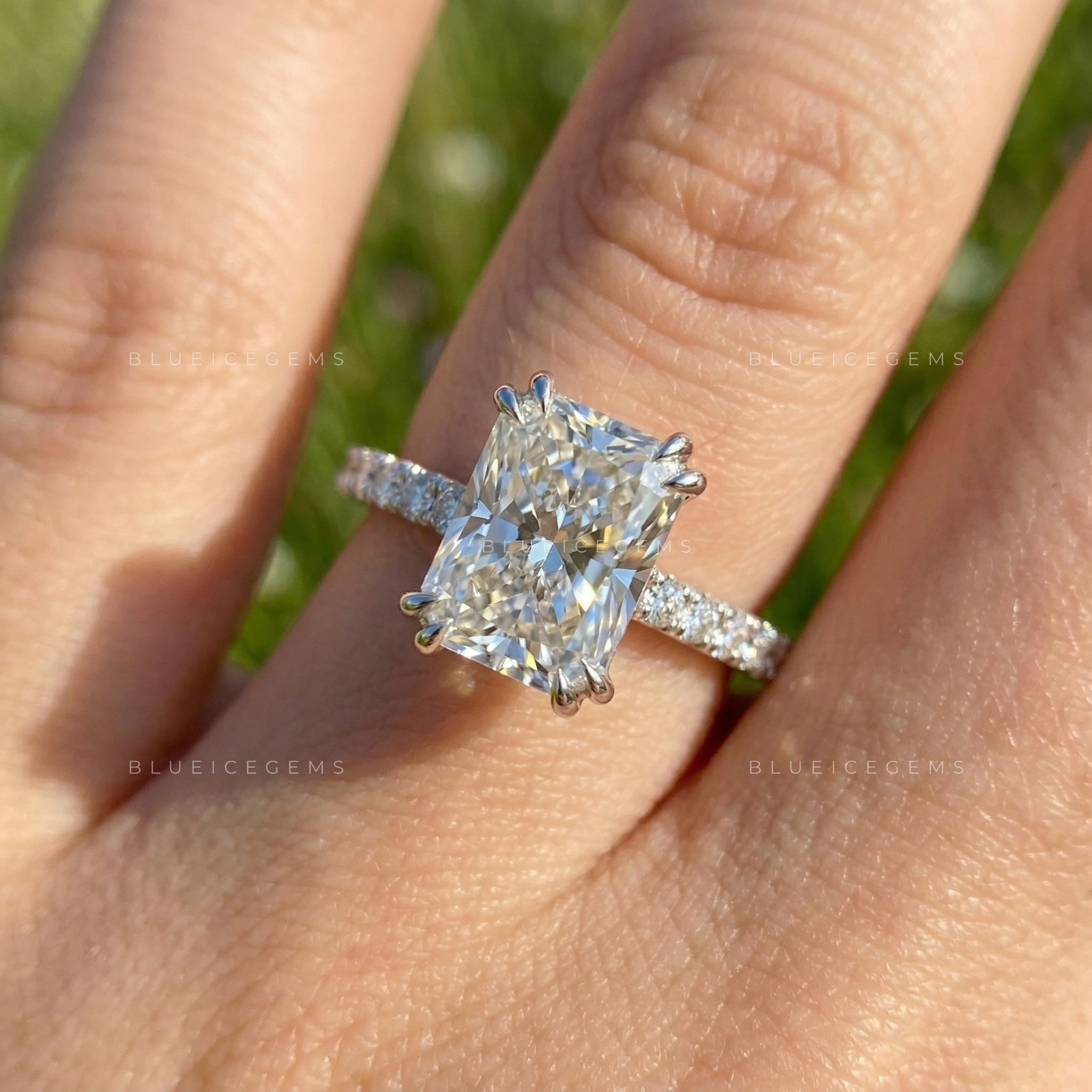 Sparkling Sophistication Radiant Cut Hidden Accent Engagement Ring