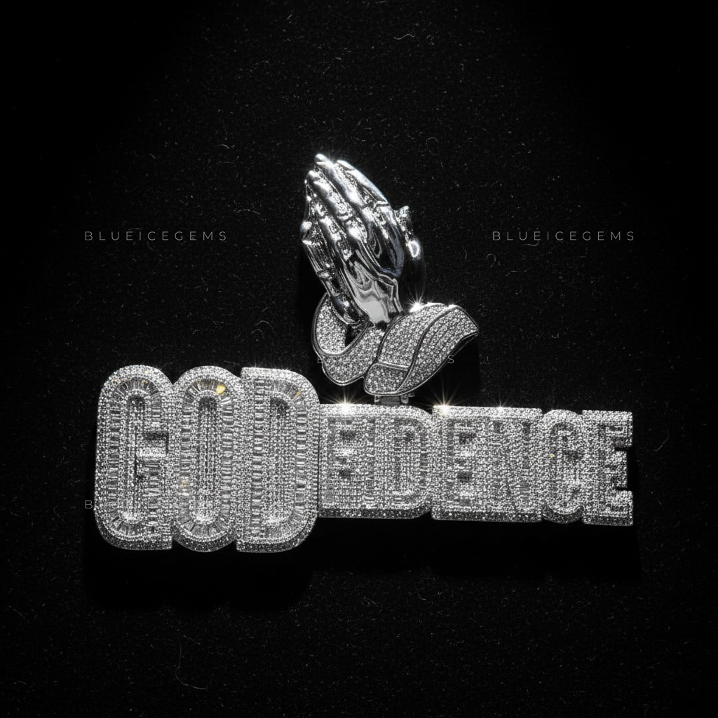 The "GODFIDENCE" Divine Aura: Praying Hands & Multi-Stone Block Fusion Pendant