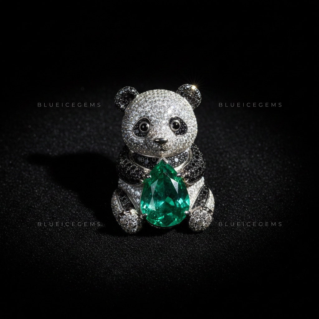 The Jade Guardian: Bespoke Panda Statement Brooch