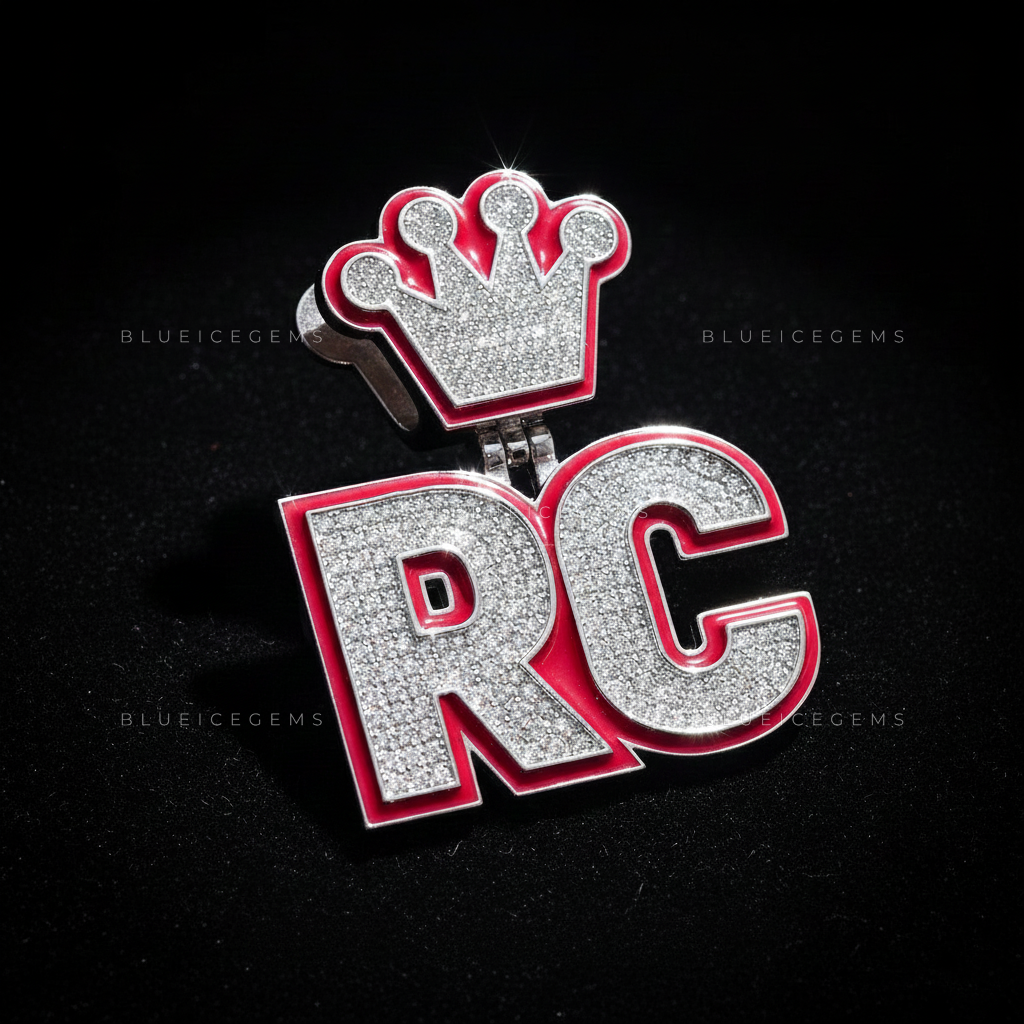 The "RC" Royal Crimson: Vibrant Red Enamel & Crown-Topped Initial Pendant