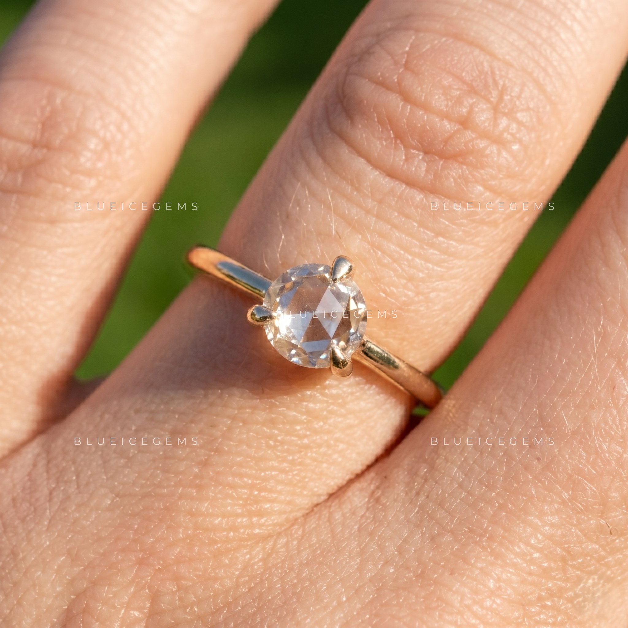 Vintage Romance Round Rose Cut Solitaire Ring