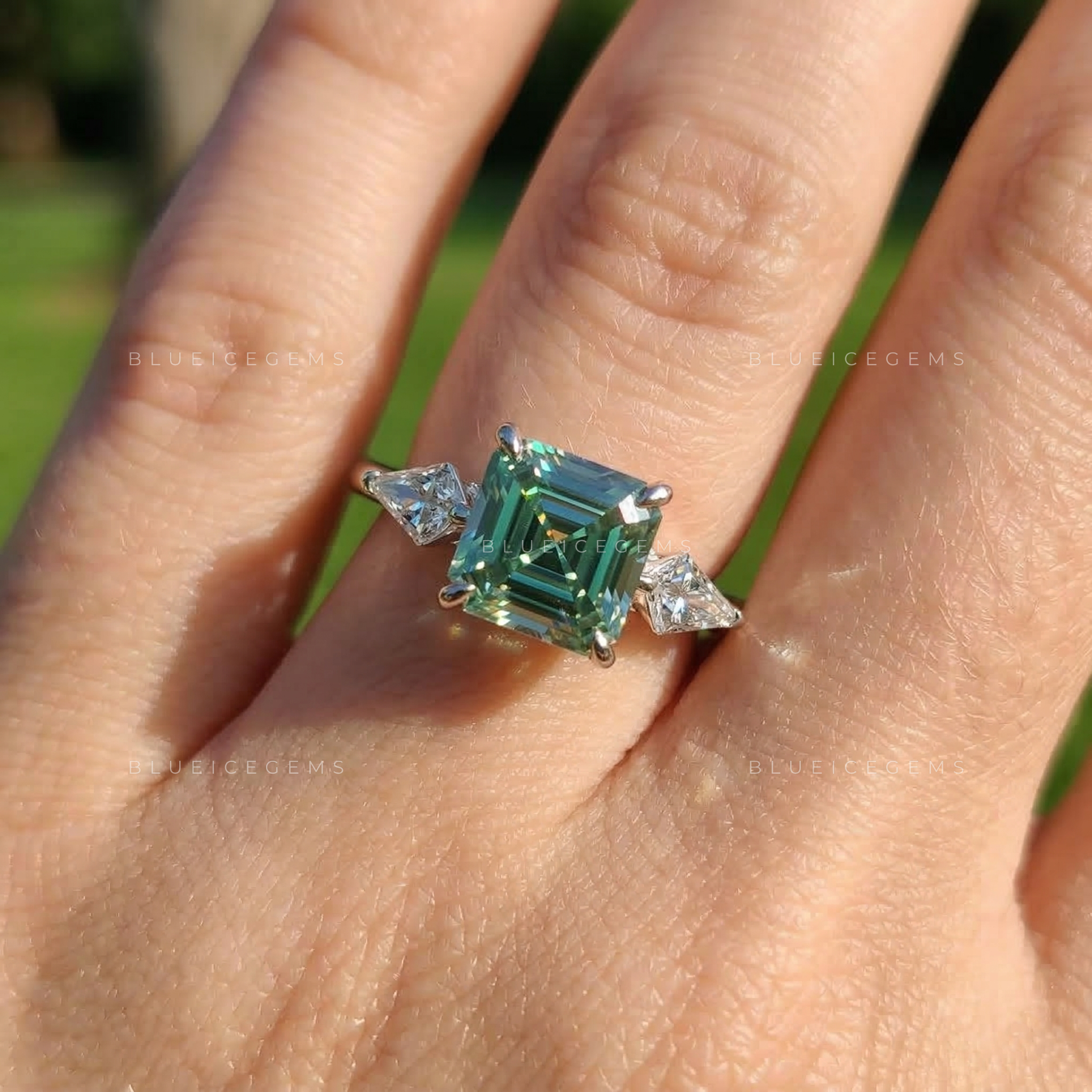 Architectural Allure Hexagon Step Cut Solitaire with Accents