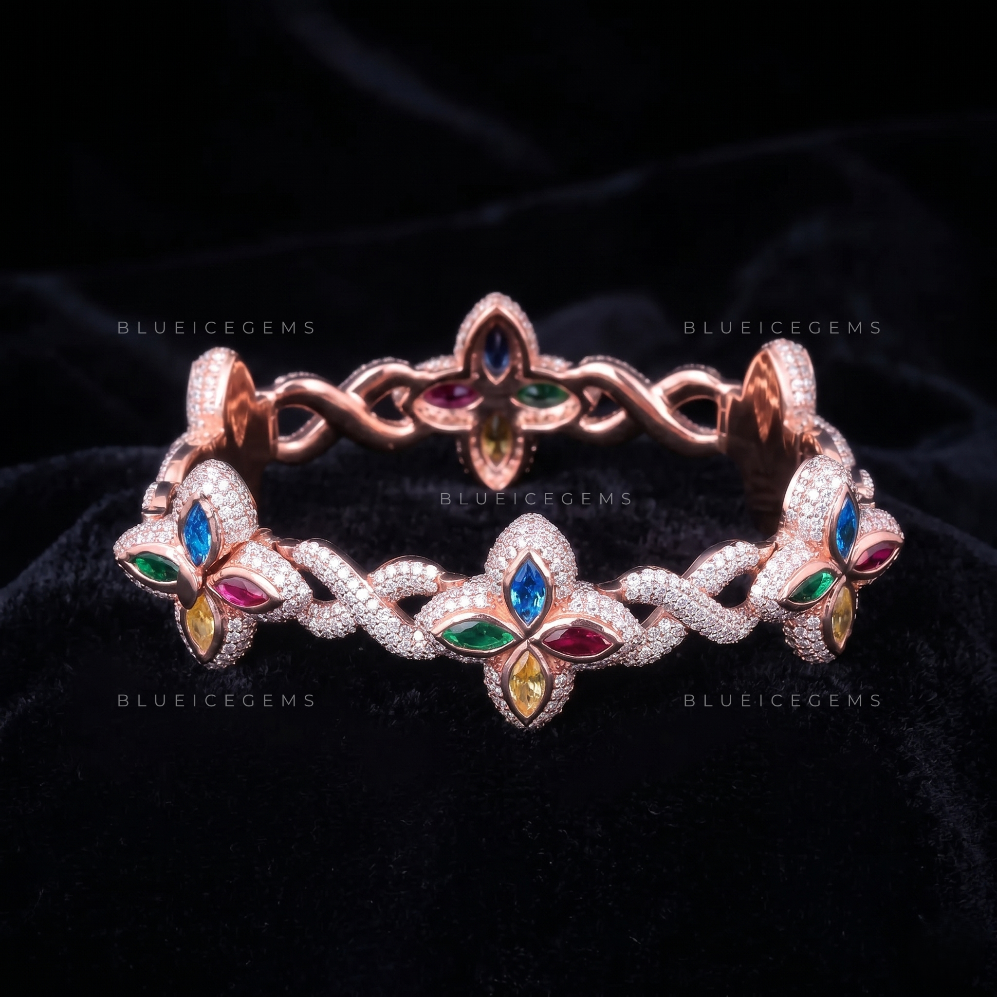 Botanical Shimmer Multi-Marquise Petal Clover Link