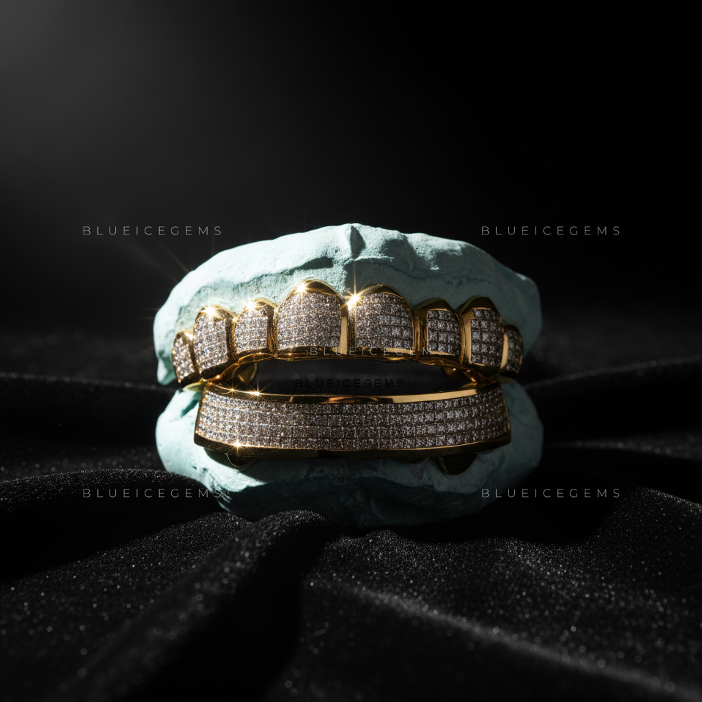 Solstice Gold Diamond Shield & Bridge Full-Set Grillz