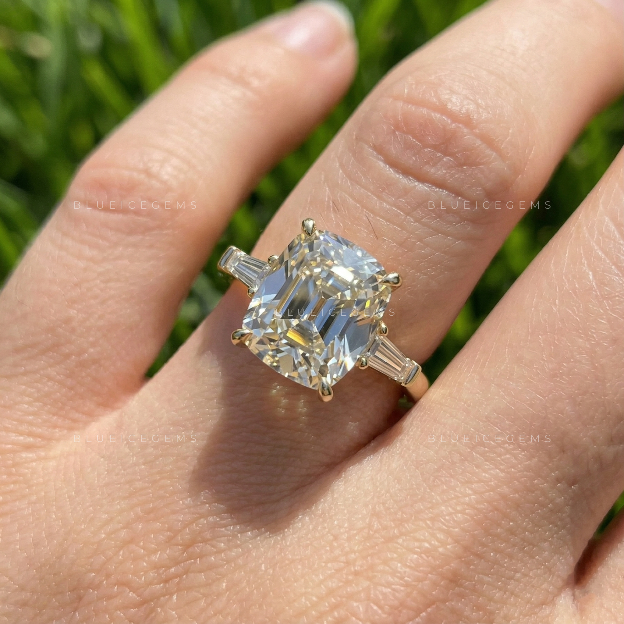 Vintage Grandeur Cushion Old Mine Cut Trilogy Ring