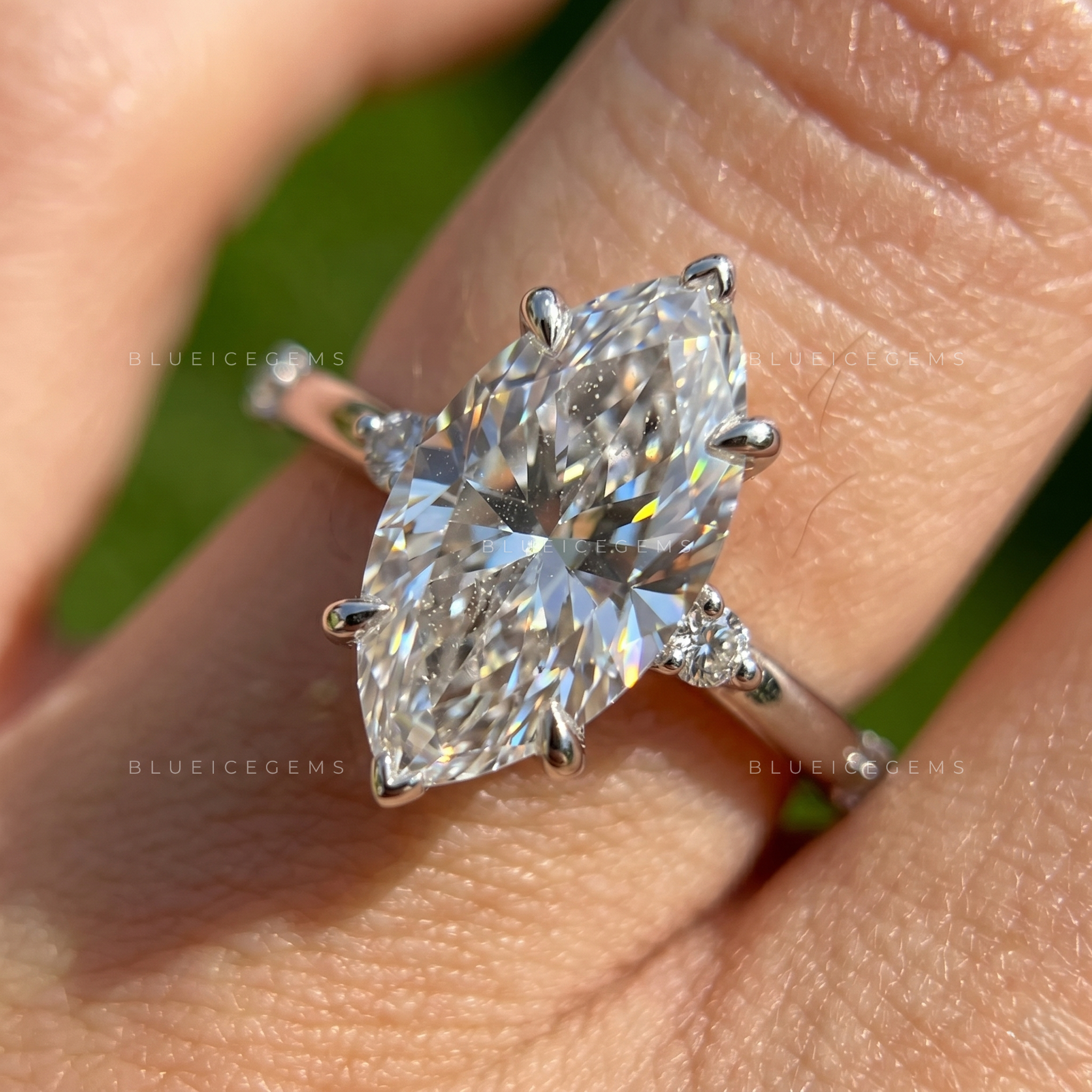 Vintage-Soul Marquise Cut Secret Halo Delicate Keepsake Proposal Ring